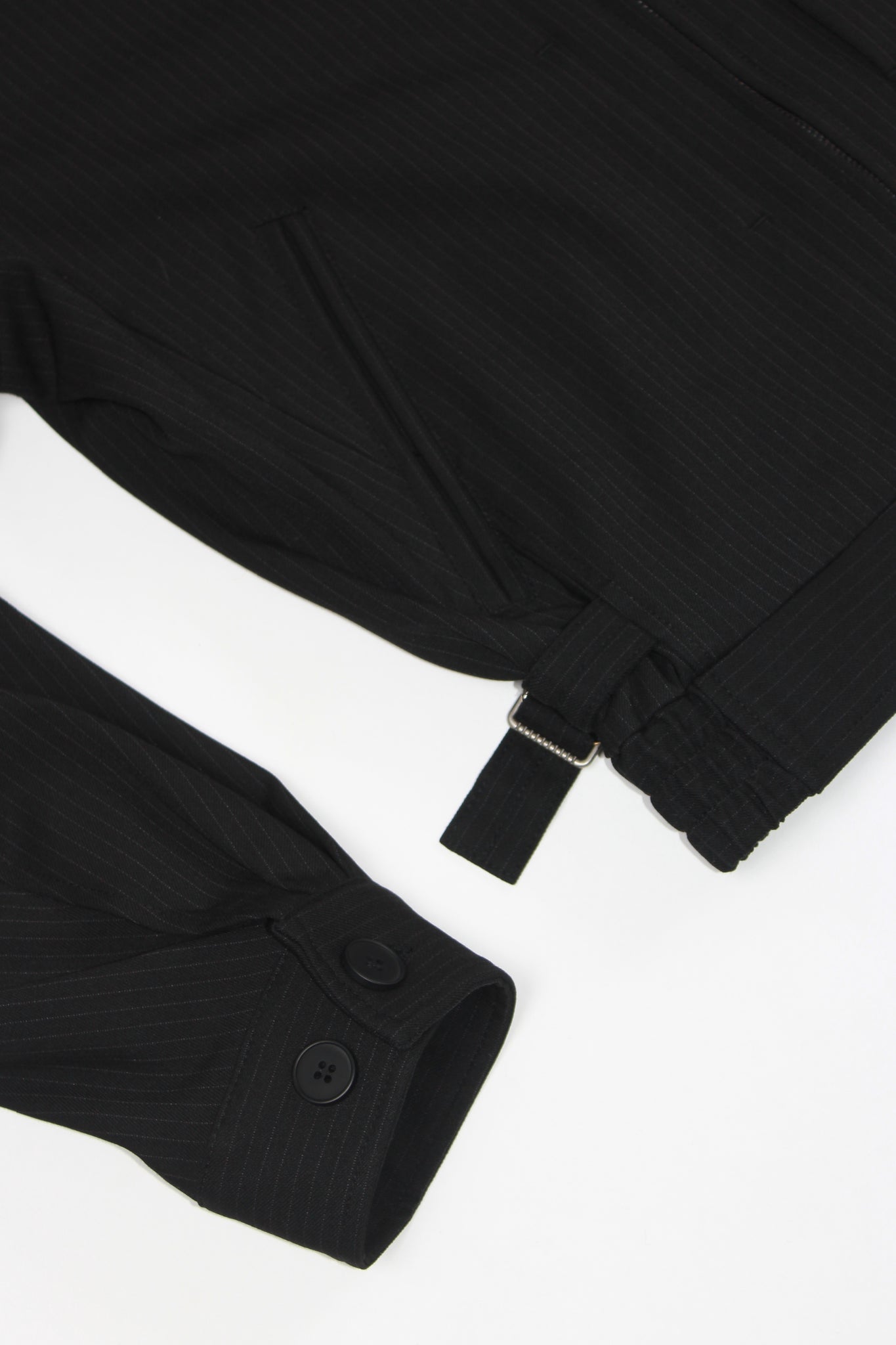 Pin Stripe Pintuck Jacket in Black