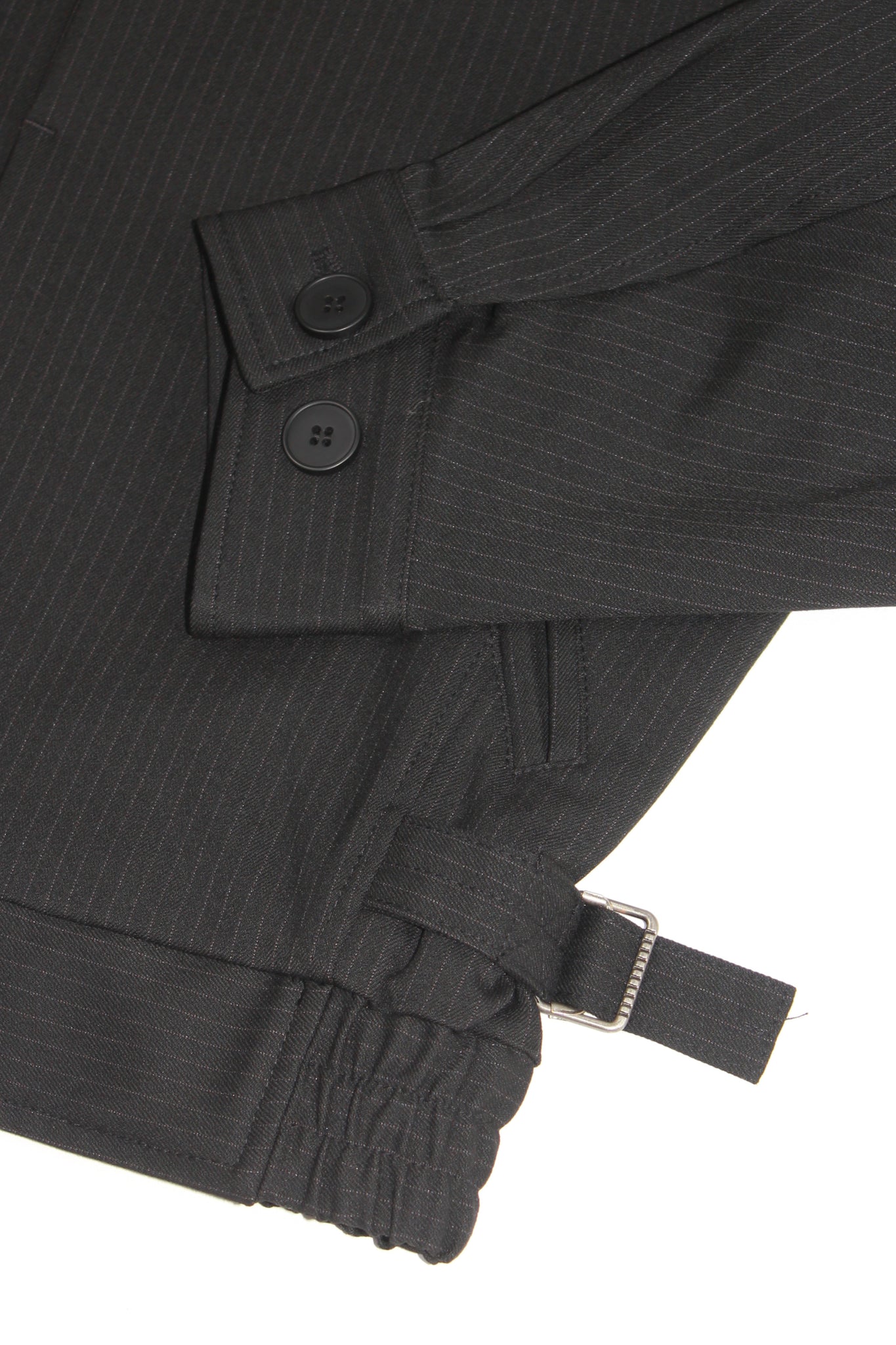 Pin Stripe Pintuck Jacket in Black