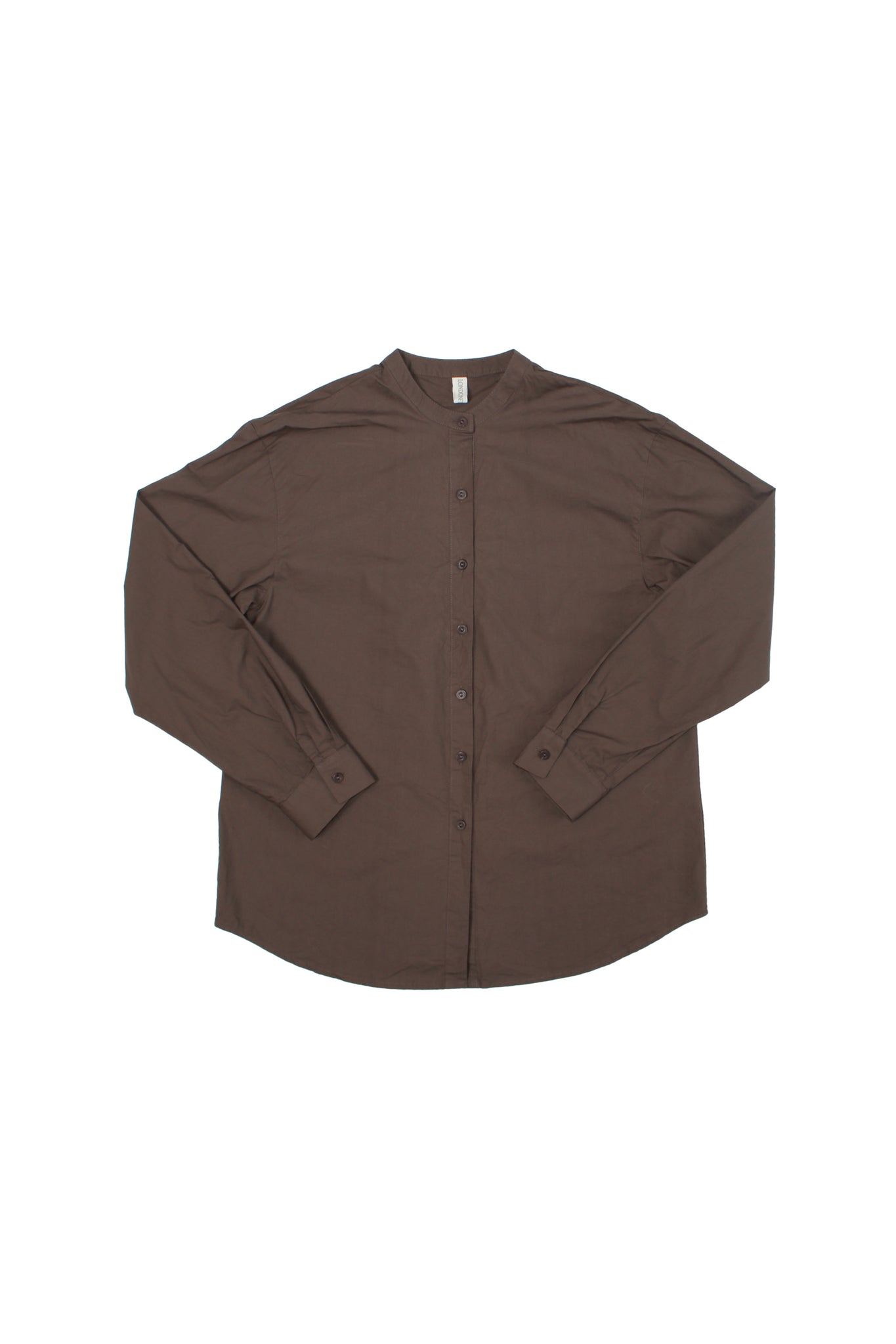 Hidden Square Neck Button Up Shirt in Brown