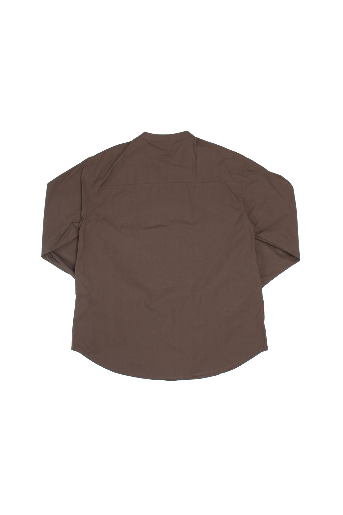 Hidden Square Neck Button Up Shirt in Brown