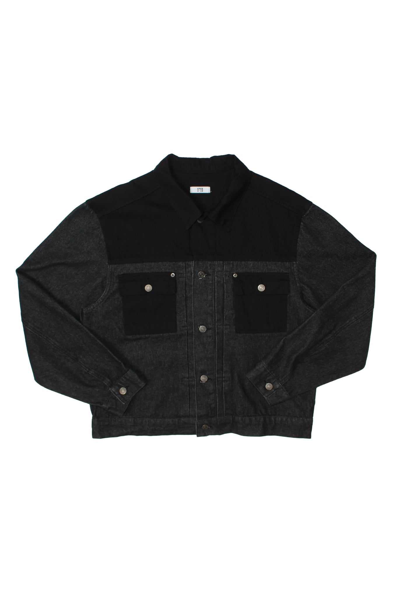 Color Block Denim Jacket in Black