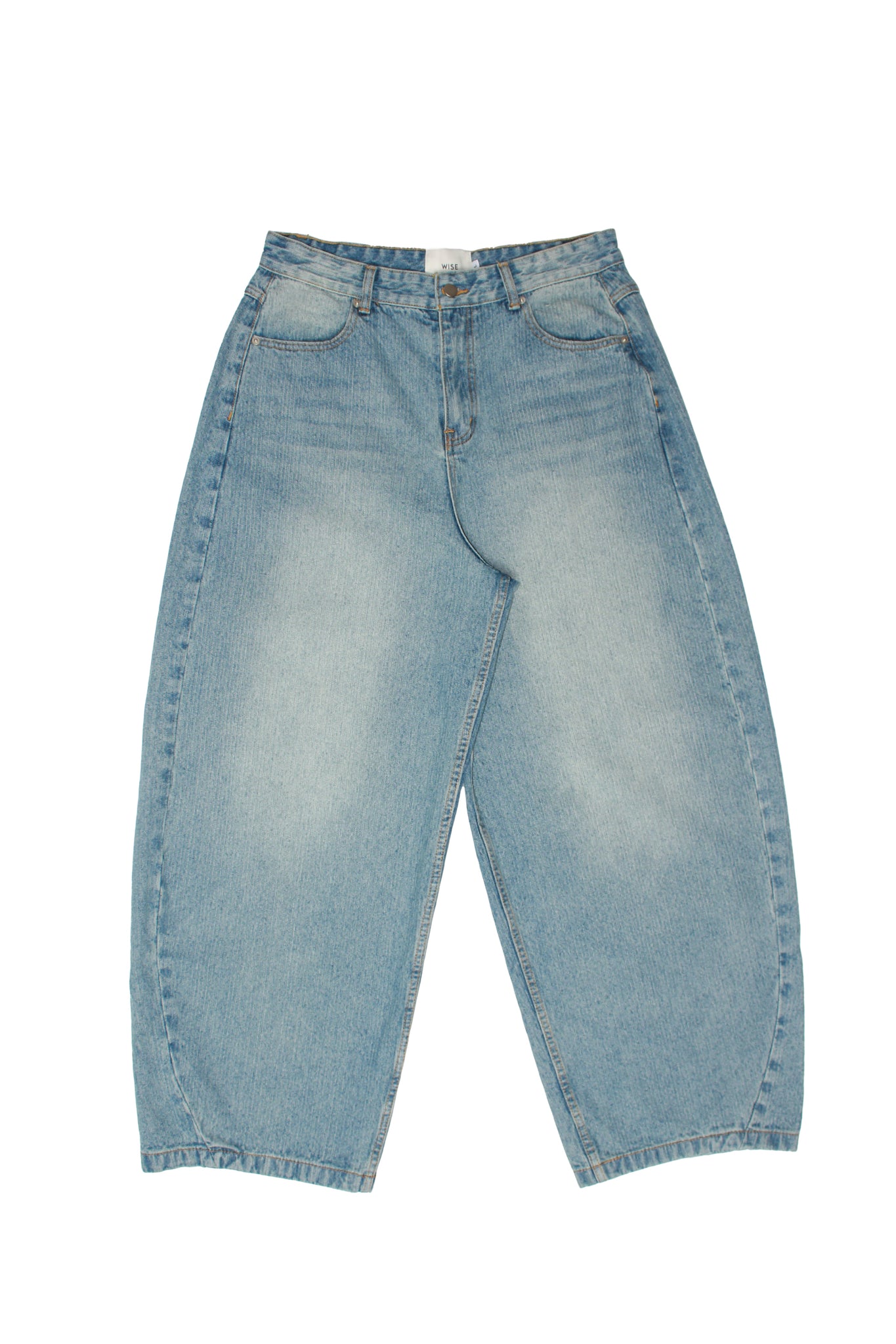 Stripe Light Wash Curved Denim