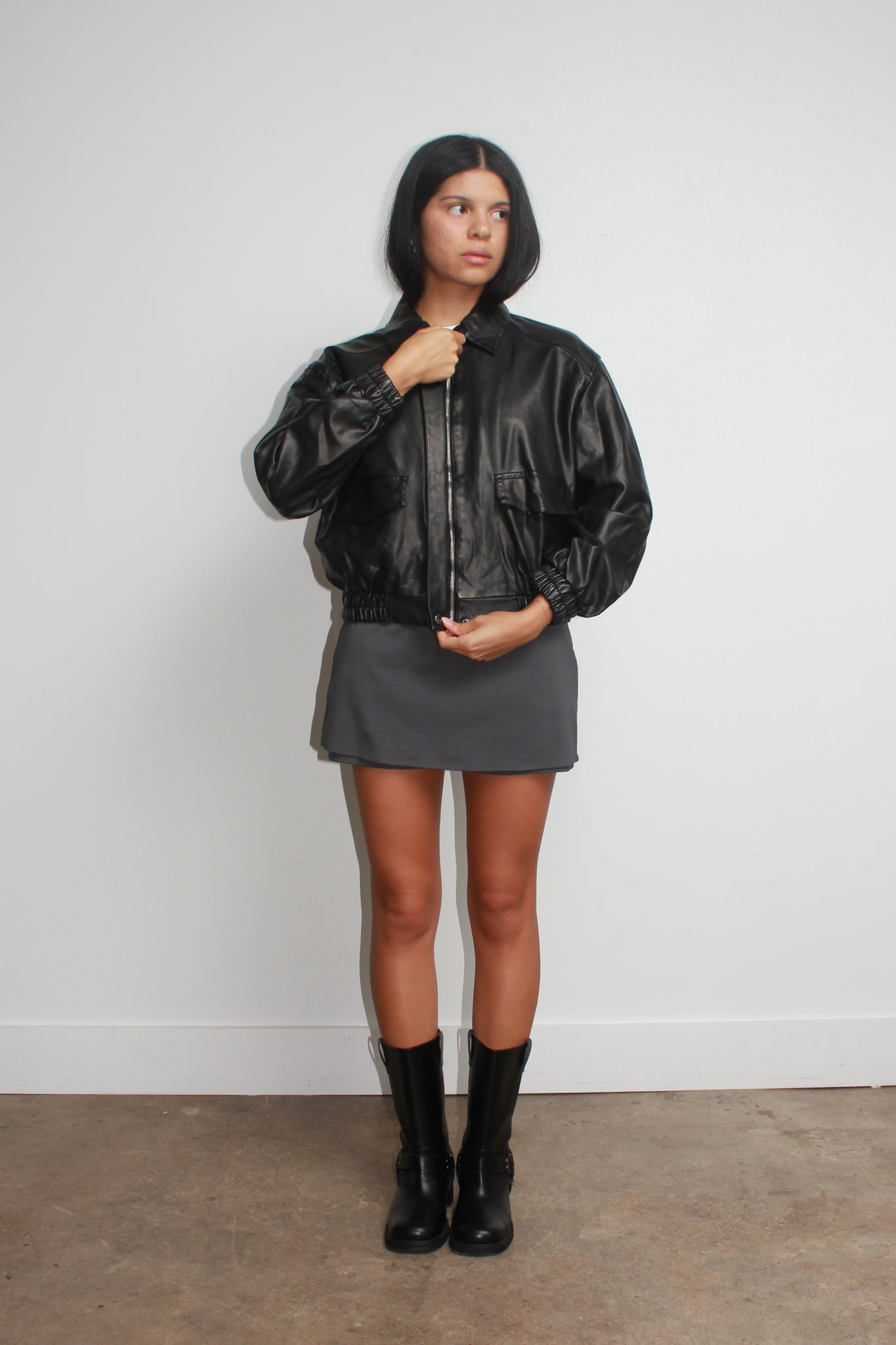 Washed Vegan Leather blouson