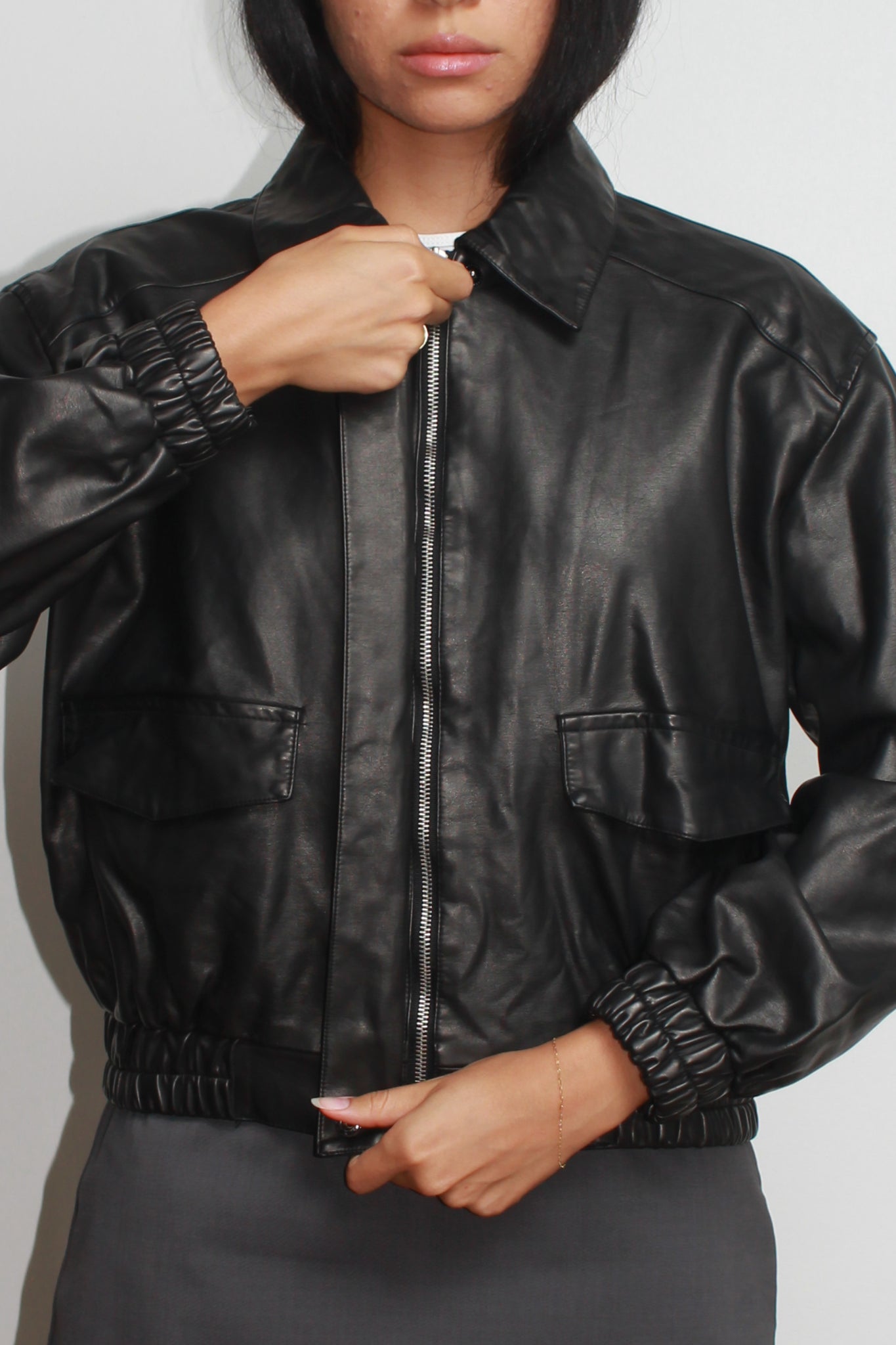 Washed Vegan Leather blouson