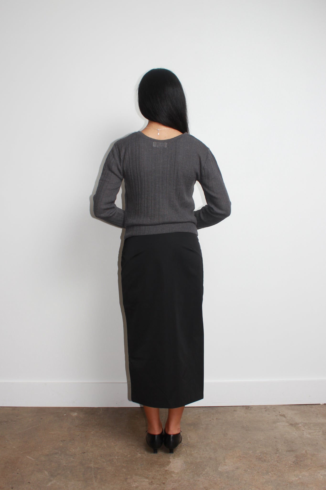 Rein Alpaca Ribbed Cardigan in Charcoal