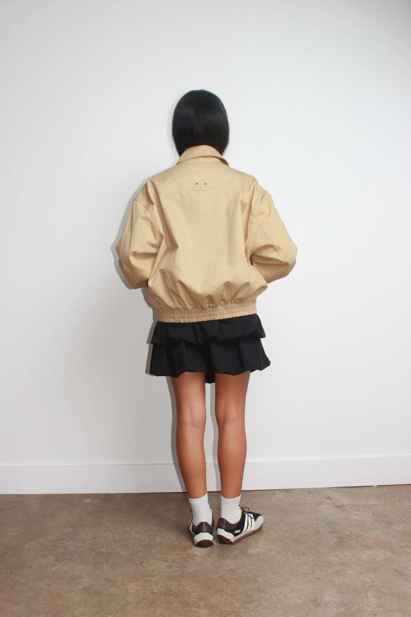 Moss Cotton Bomber Jacket in Beige