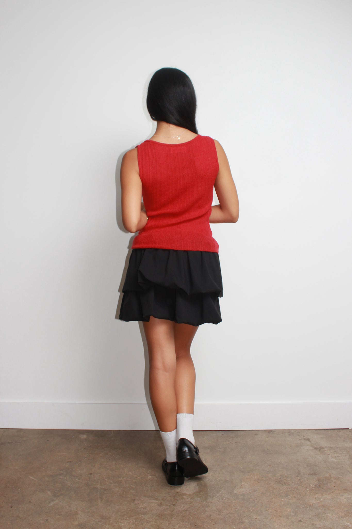 Rein Alpaca Ribbed Sleeveless Top in Red