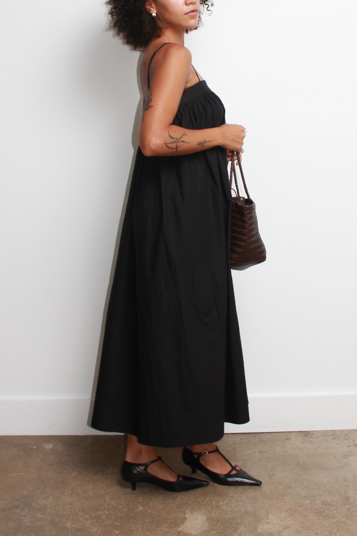 Luff Button Down Dress in Black