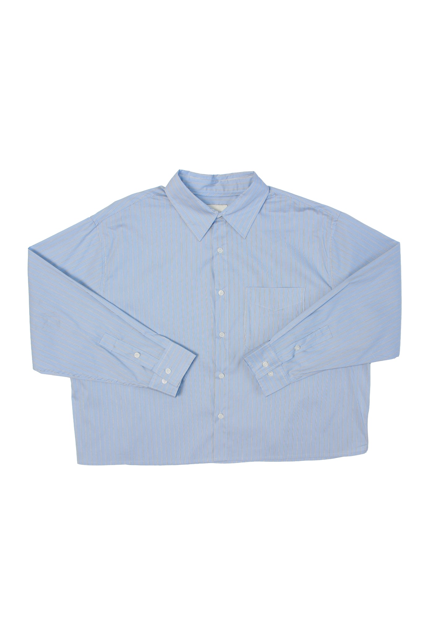 Wise Stripe Crop Shirt in Blue