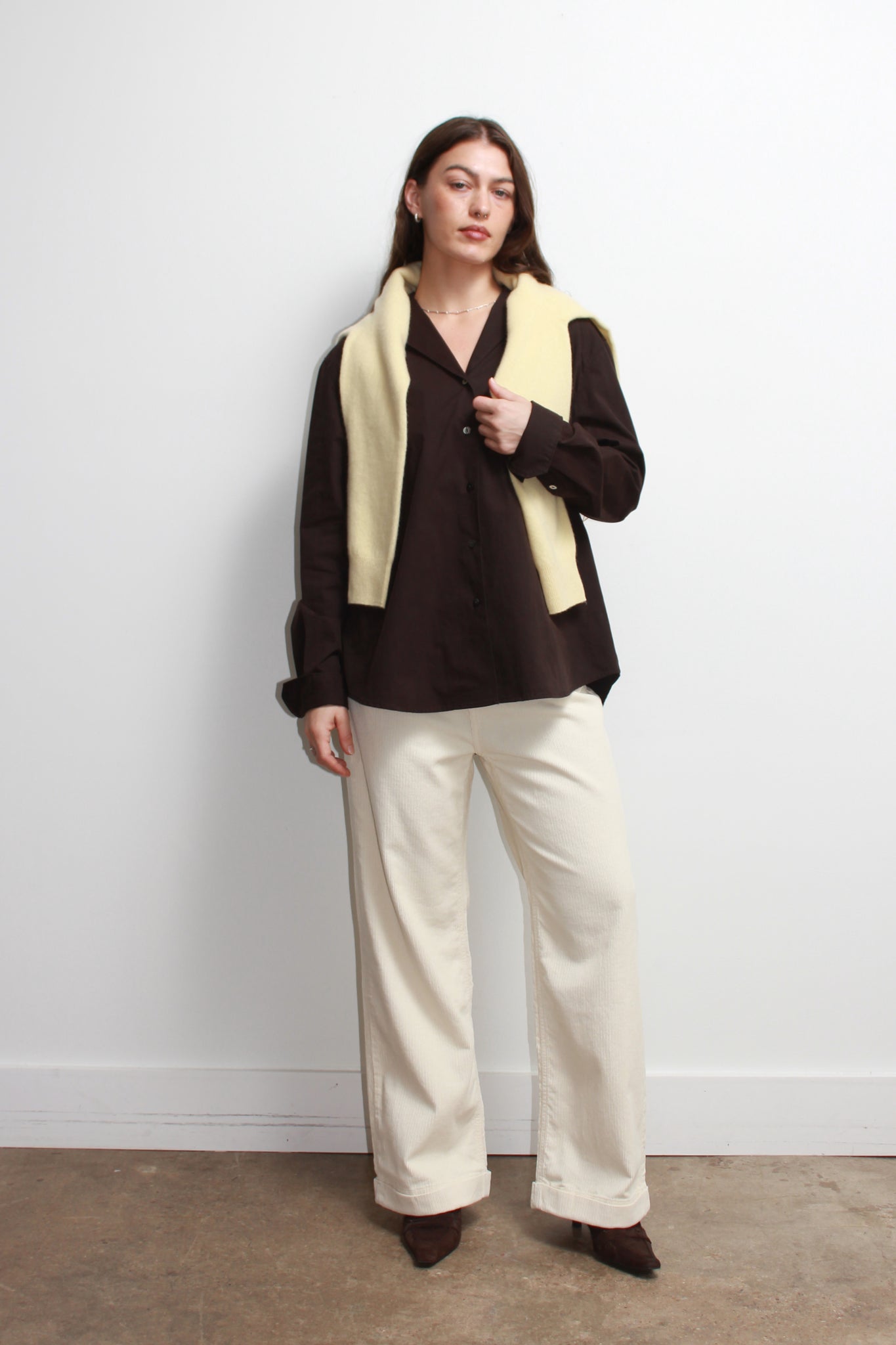 Oslo Cotton Shirt in Dark Brown