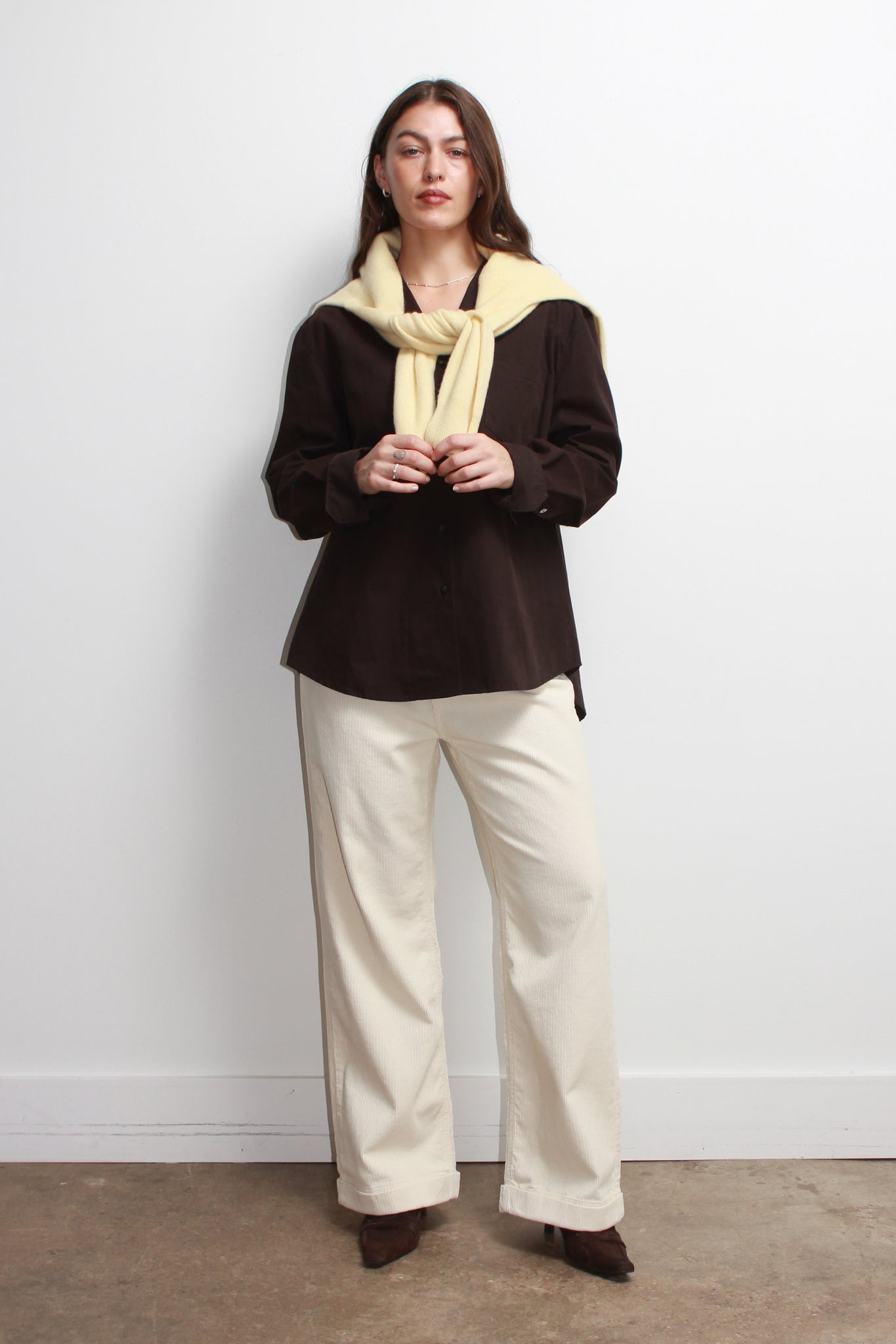 Oslo Cotton Shirt in Dark Brown