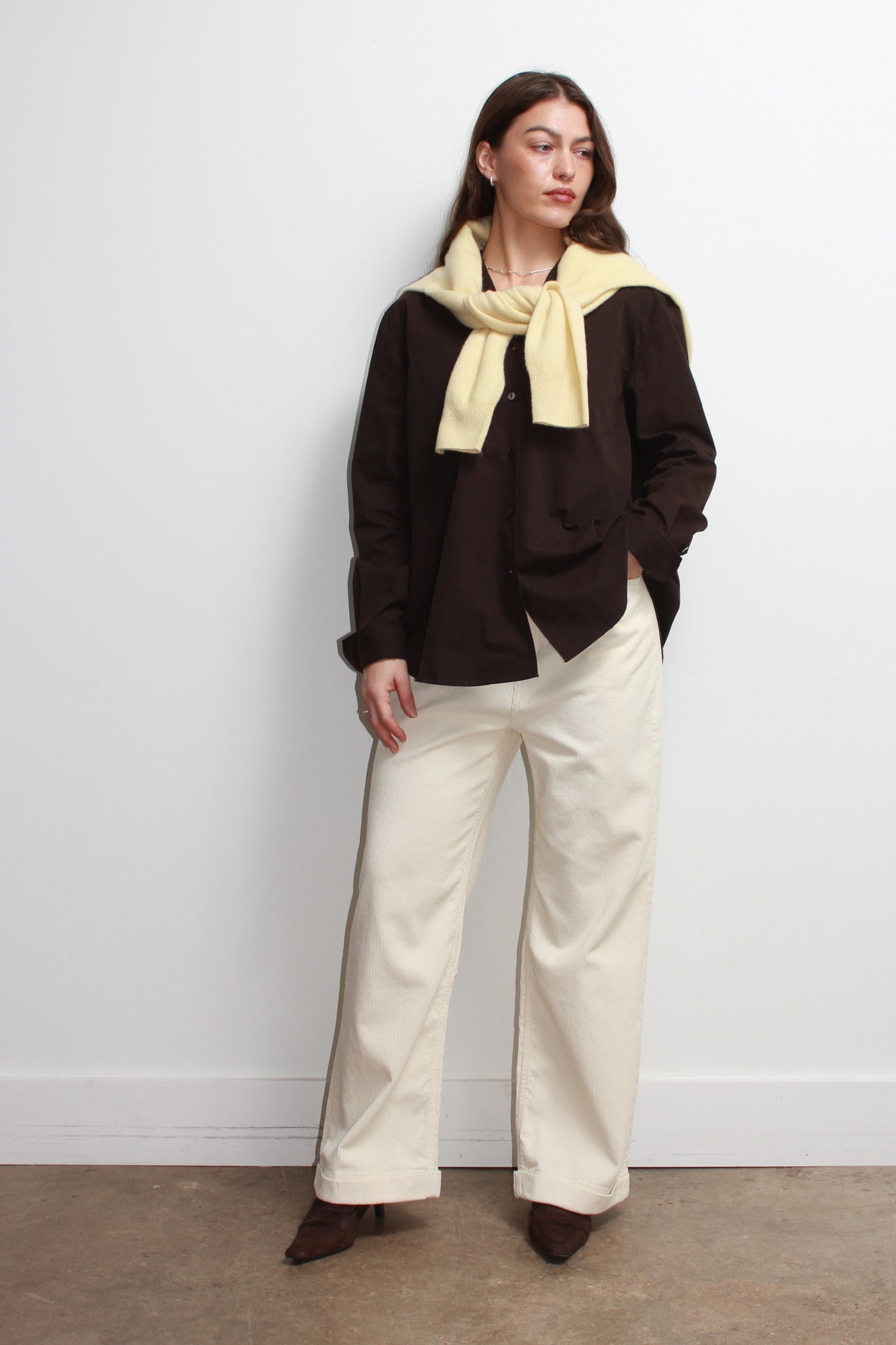 Oslo Cotton Shirt in Dark Brown