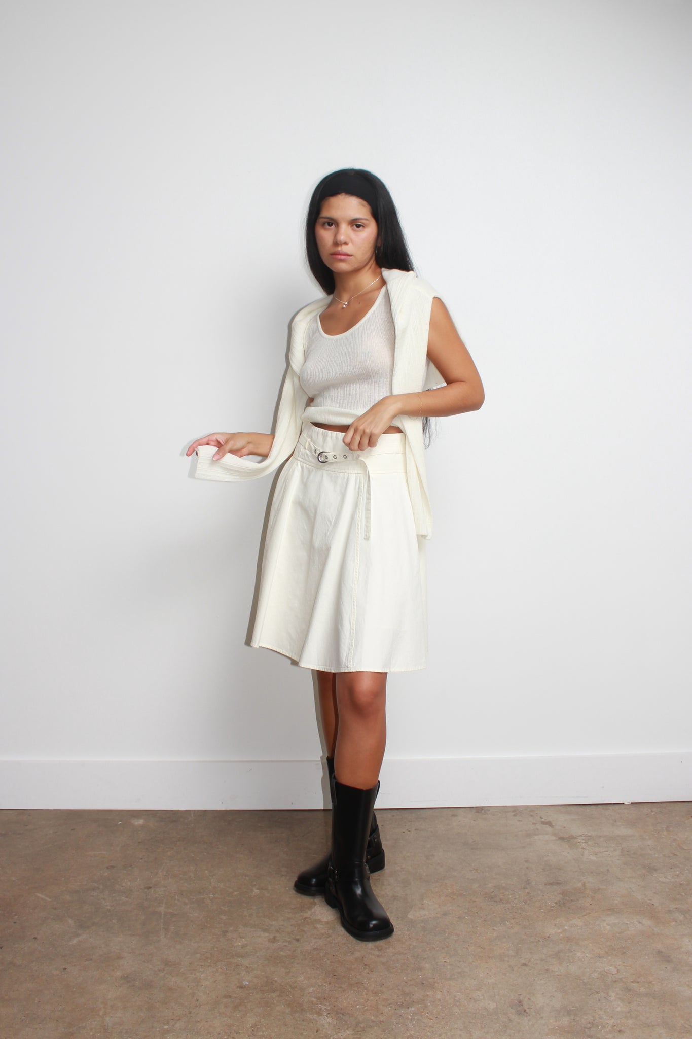 Rein Alpaca Ribbed Sleeveless Top in Ivory