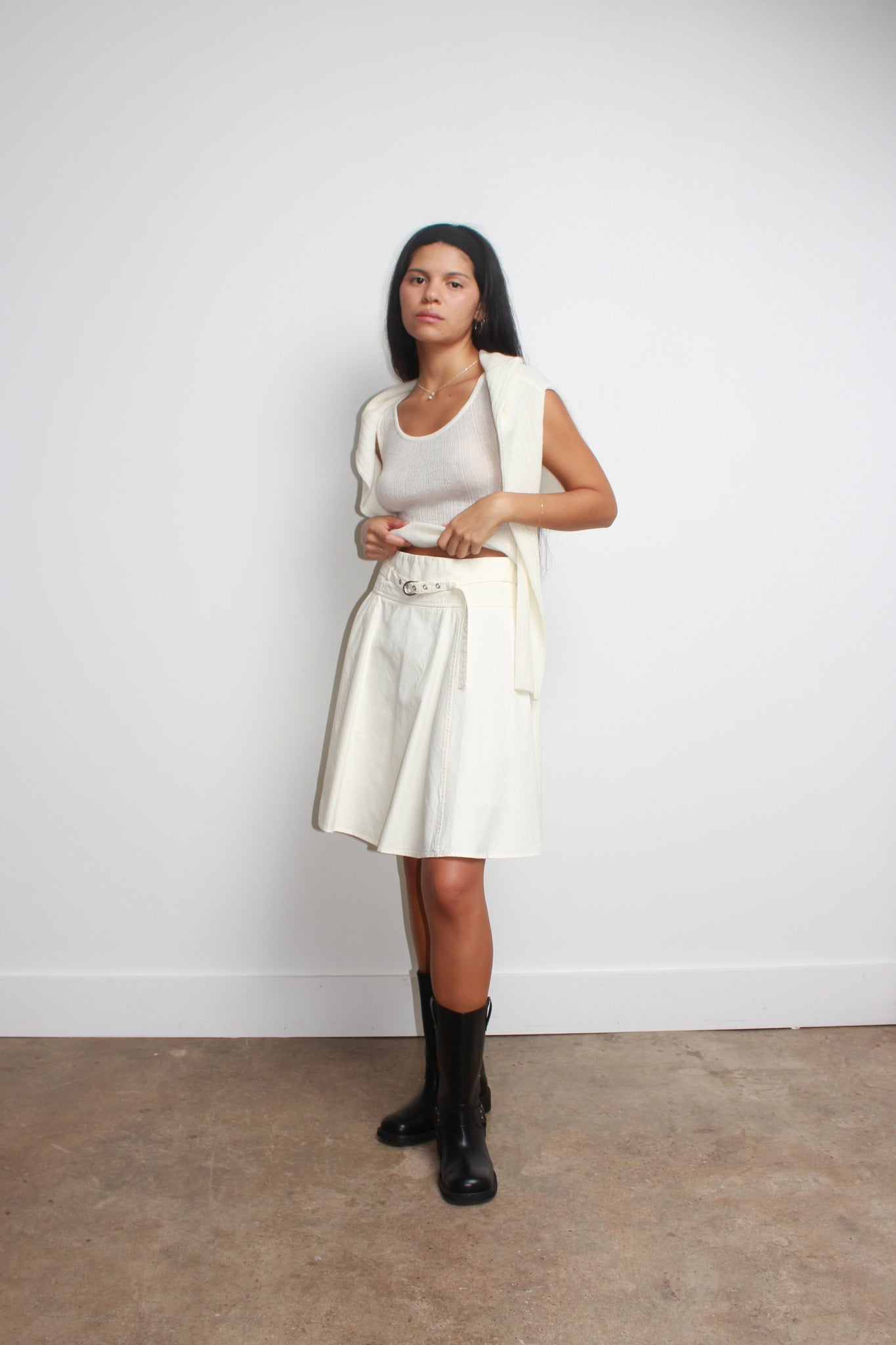 Rein Alpaca Ribbed Sleeveless Top in Ivory