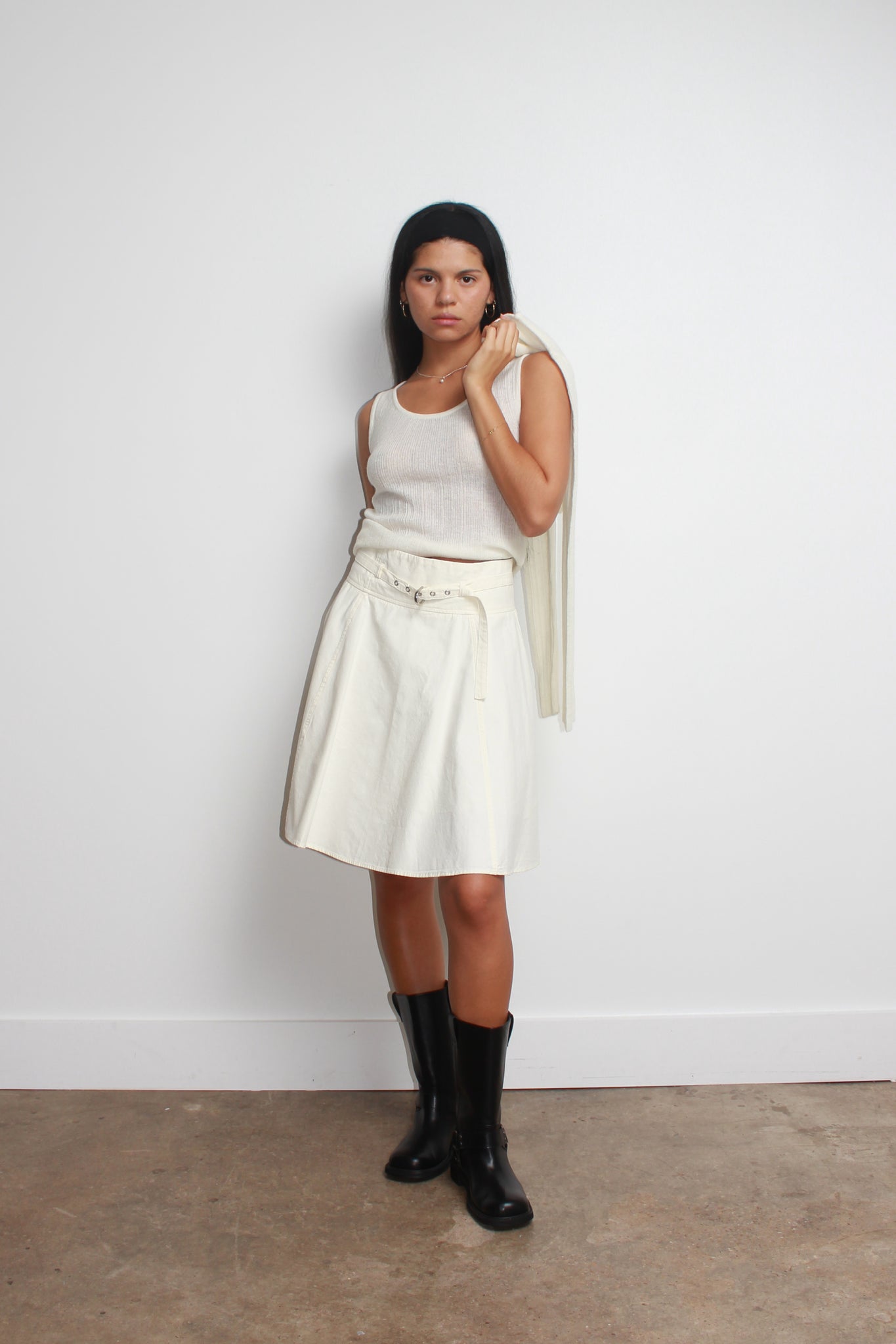 Rein Alpaca Ribbed Sleeveless Top in Ivory