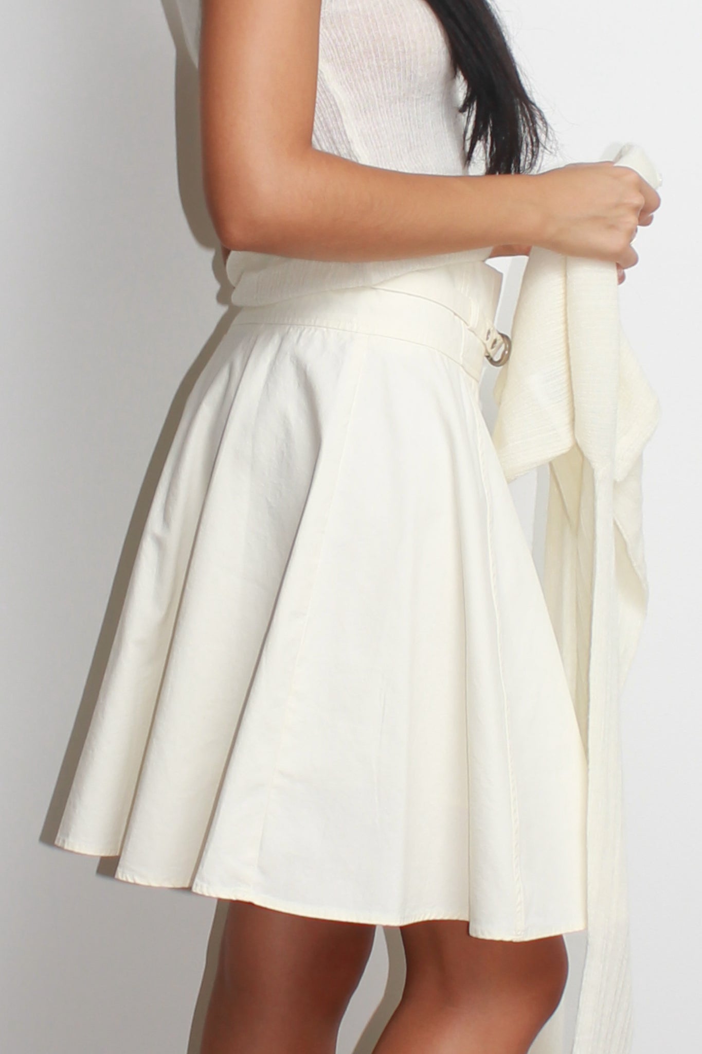 Belt Midi flared skirt