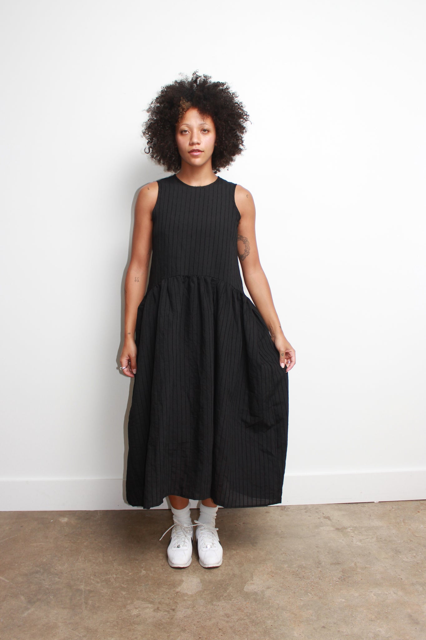 Summer Balloon Skirt Dress in Black