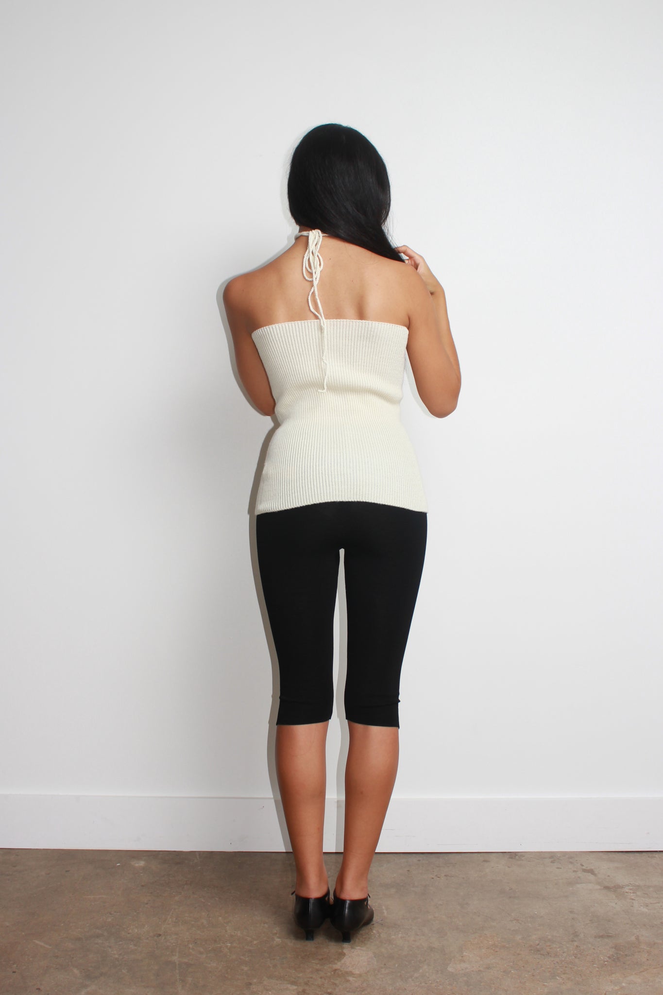 Rose corsage Wool Bustier in Cream