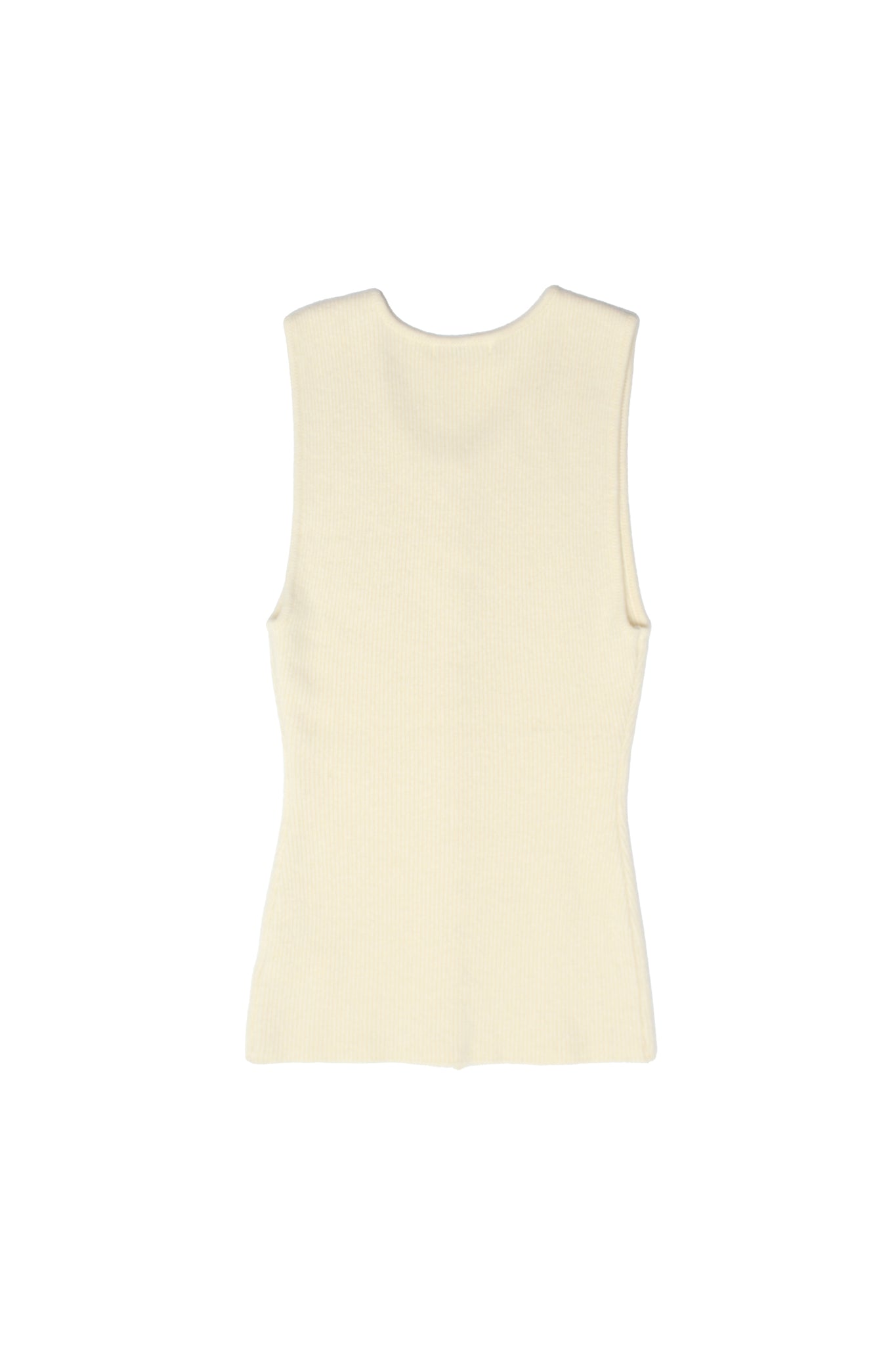 Line Wool Knit Vest in Ivory