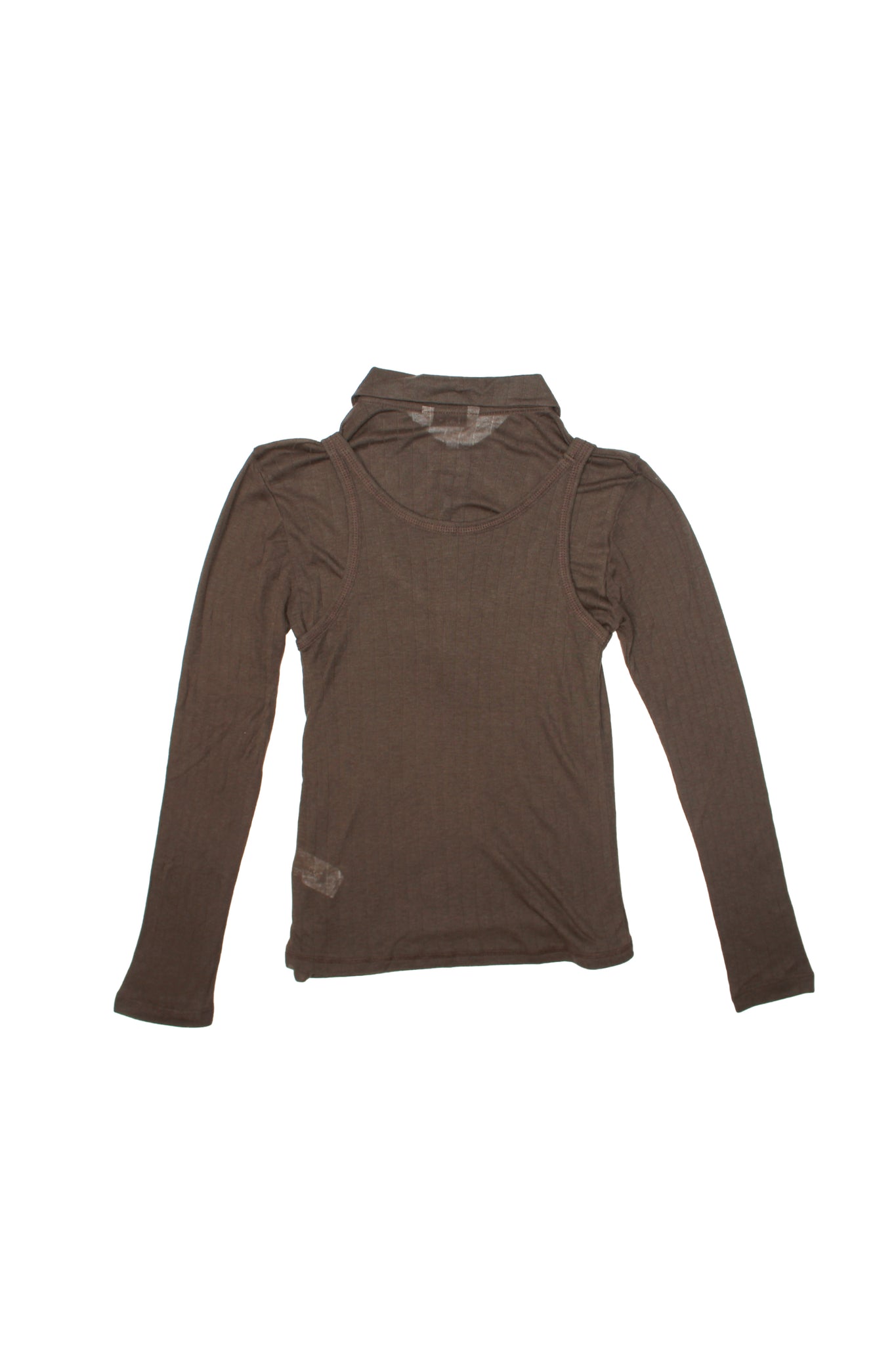 Poming Collar Shirt Tank Set in Chocolate