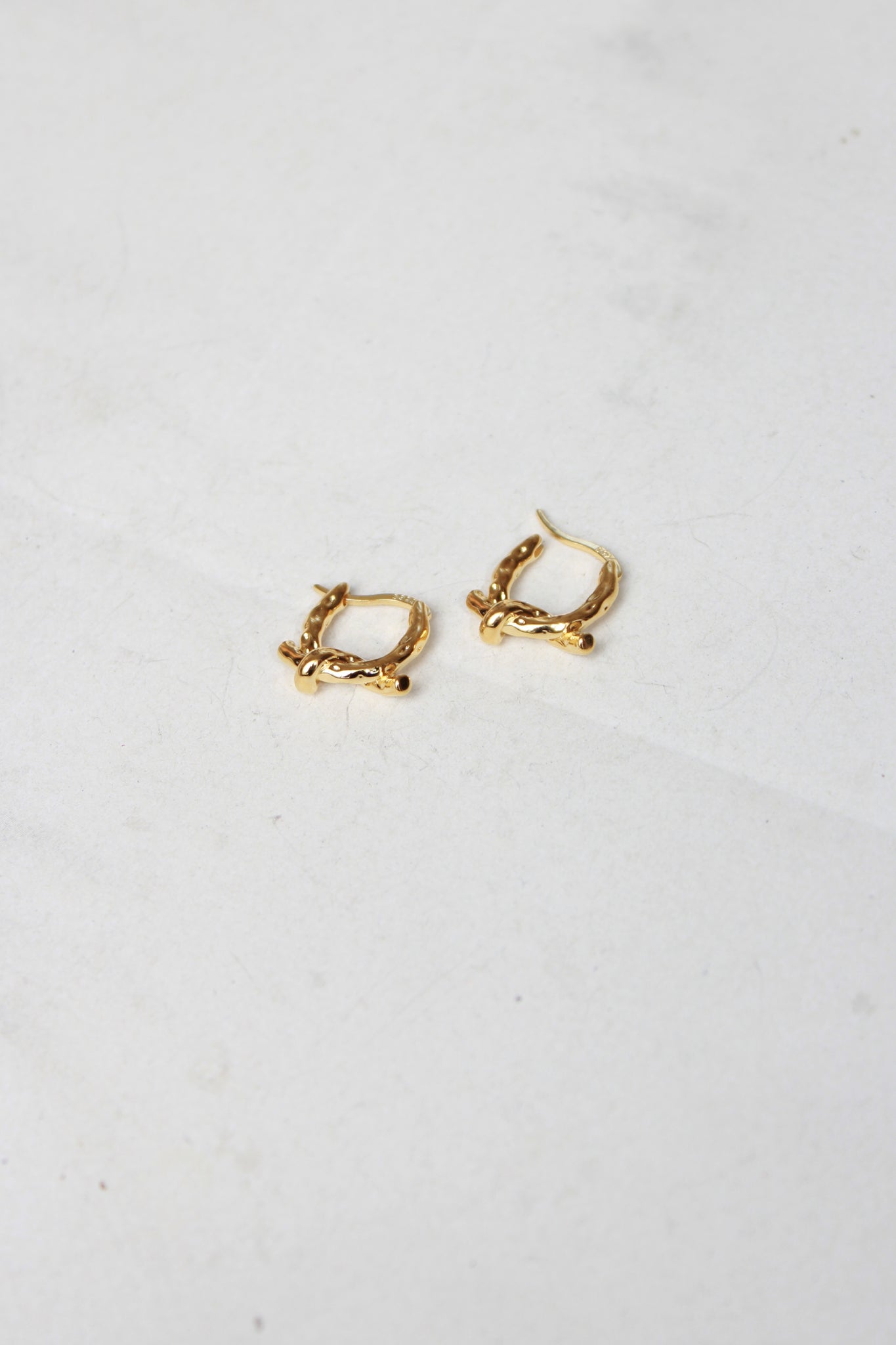 Rough Twist Knot Earring in Gold