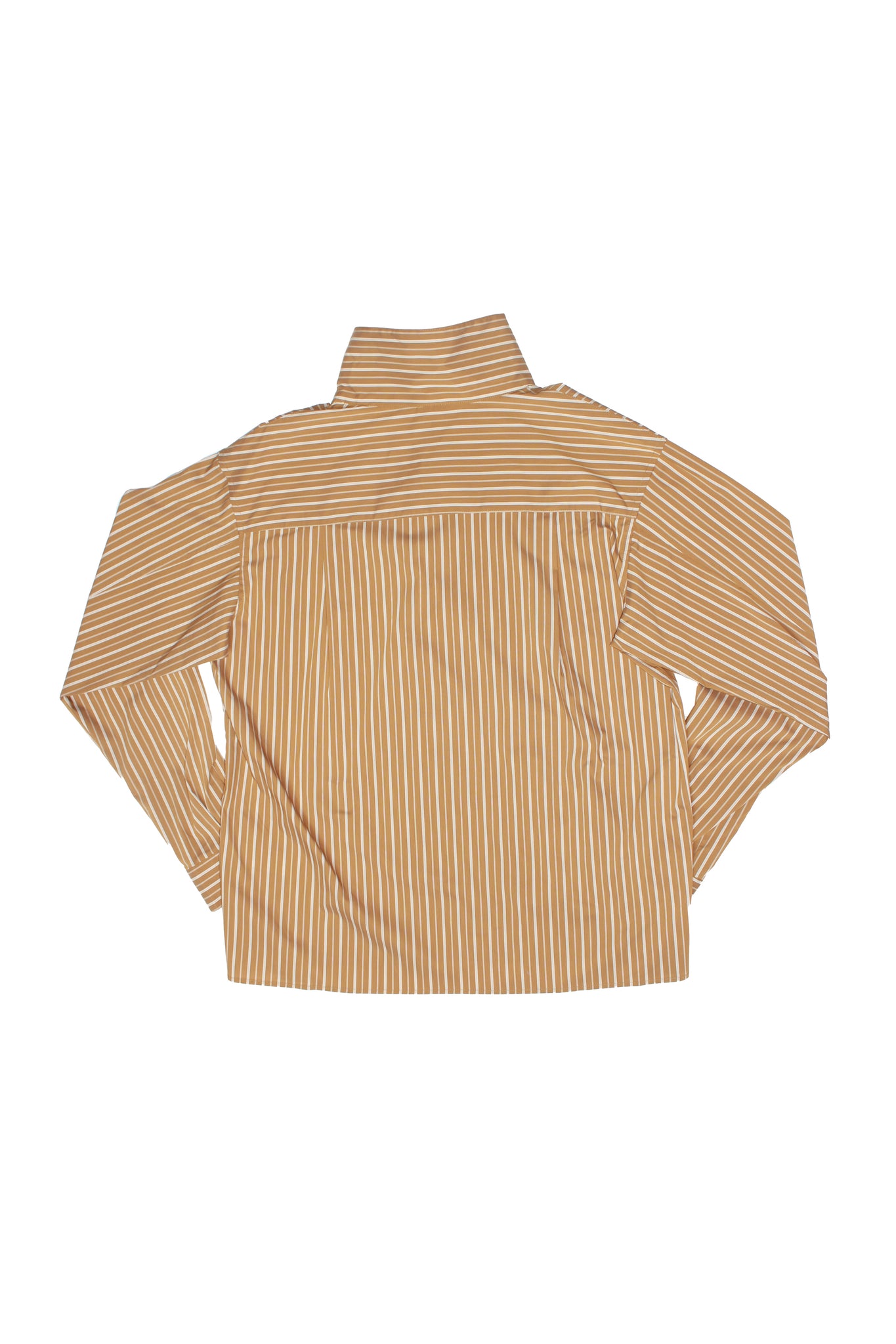 Moa High Neck Stripe Shirt in Brown