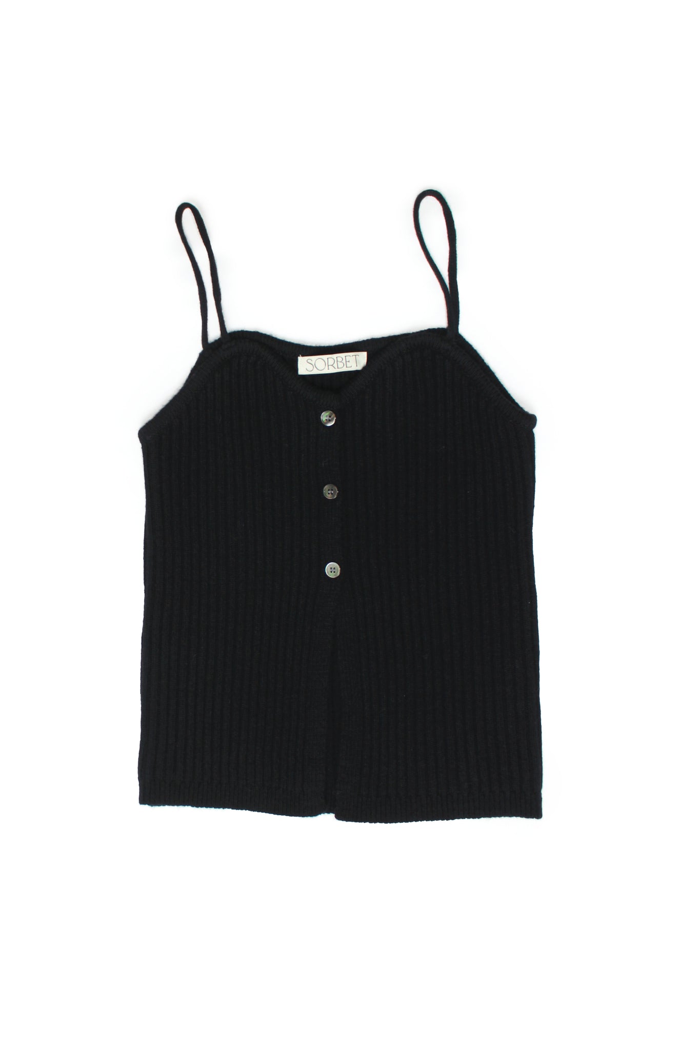 Ribbed Knit Vest Top in Black