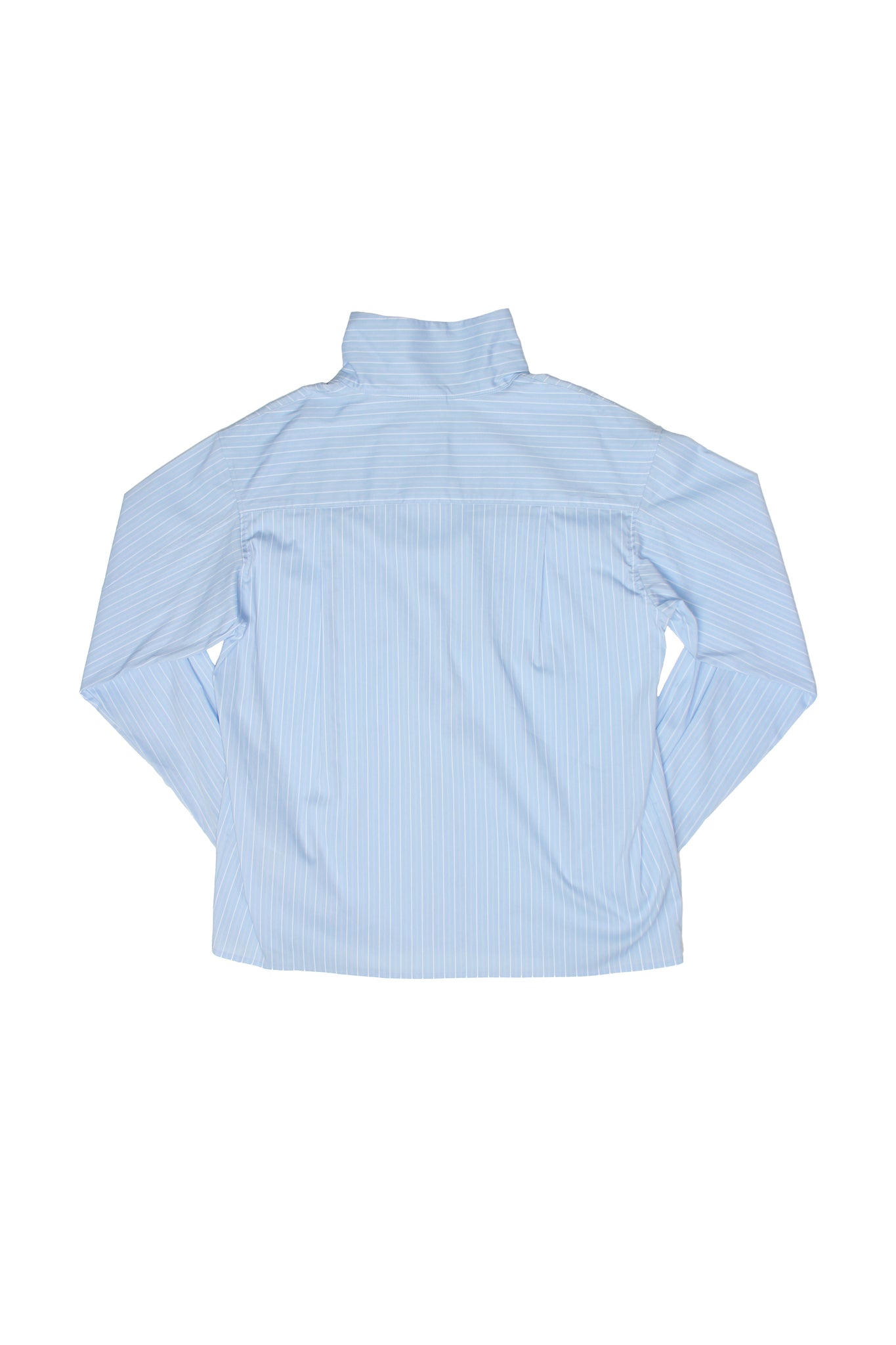 Moa High Neck Stripe Shirt in Blue