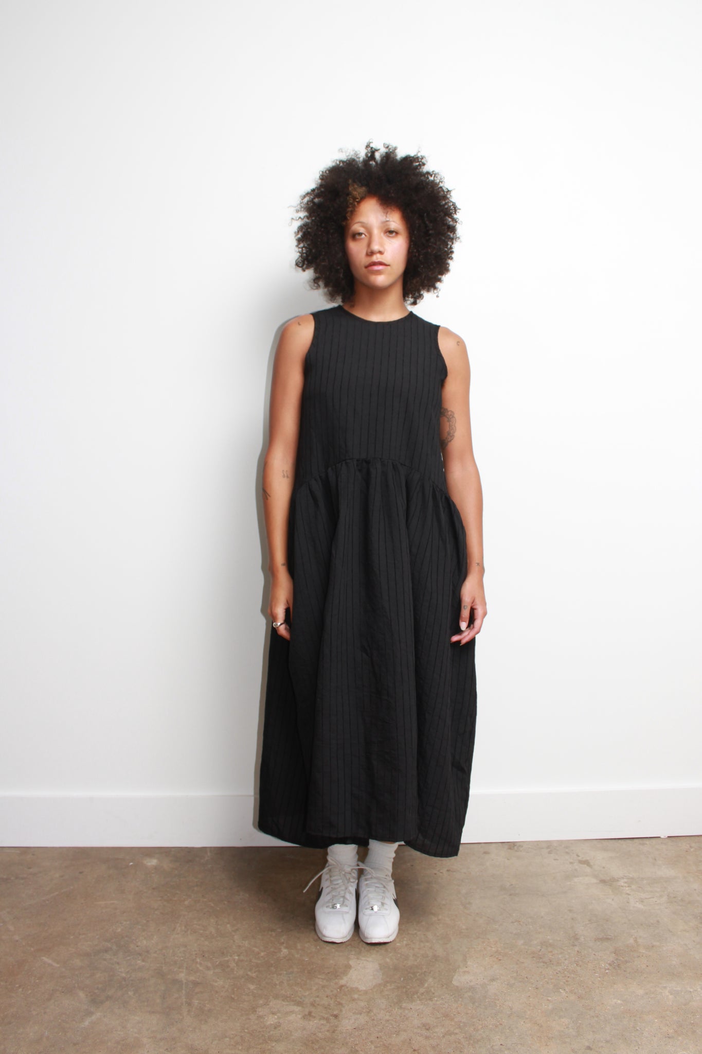 Summer Balloon Skirt Dress in Black