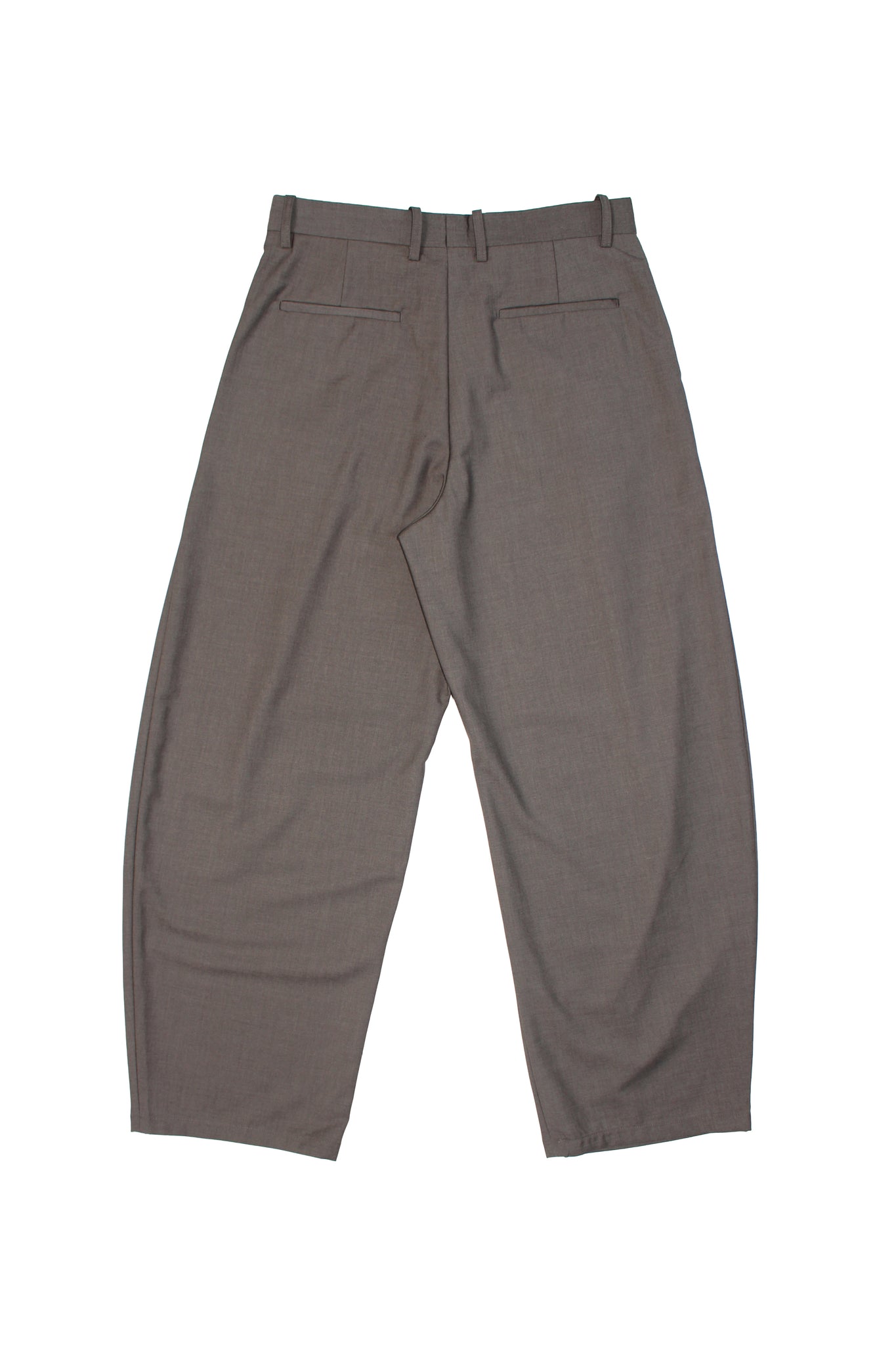 Curved Pin-Tuck Trouser in Beige Grey