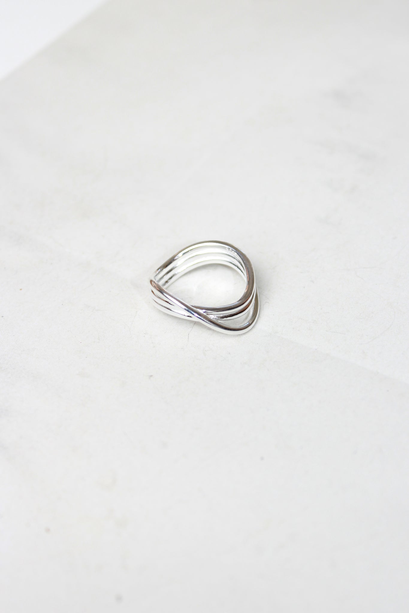 Three Line Wavy Ring in Silver