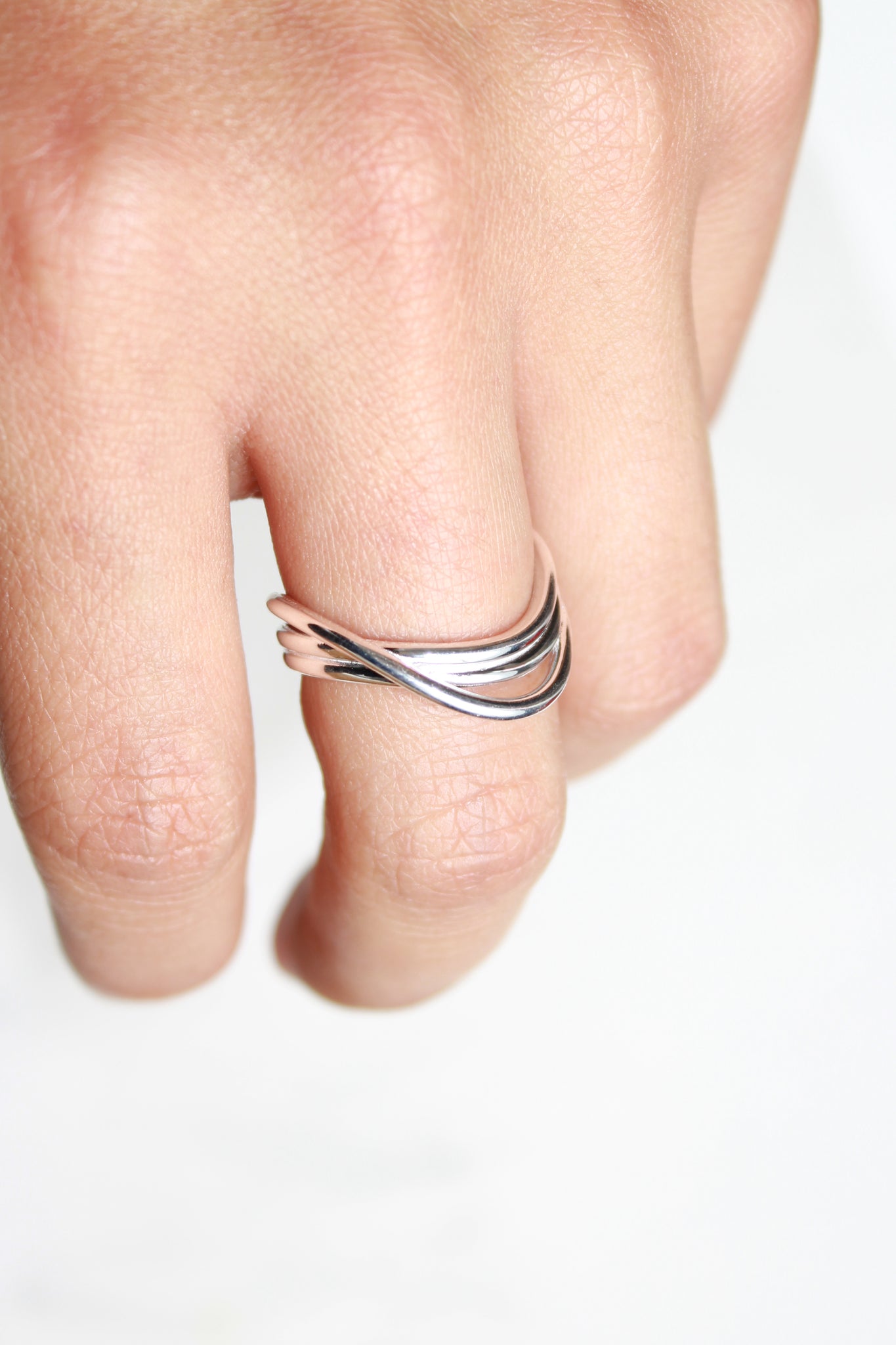 Three Line Wavy Ring in Silver