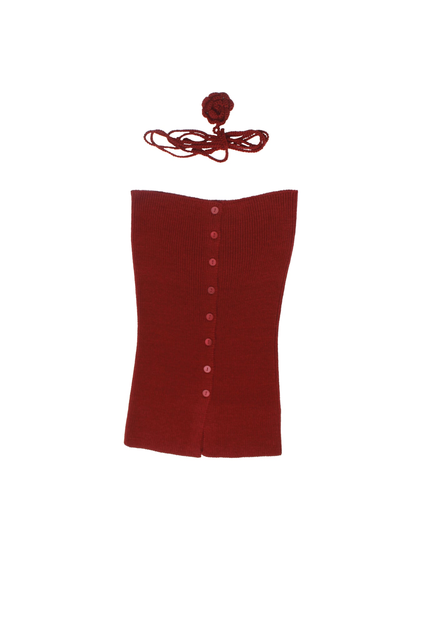 Rose corsage Wool Bustier in burgundy