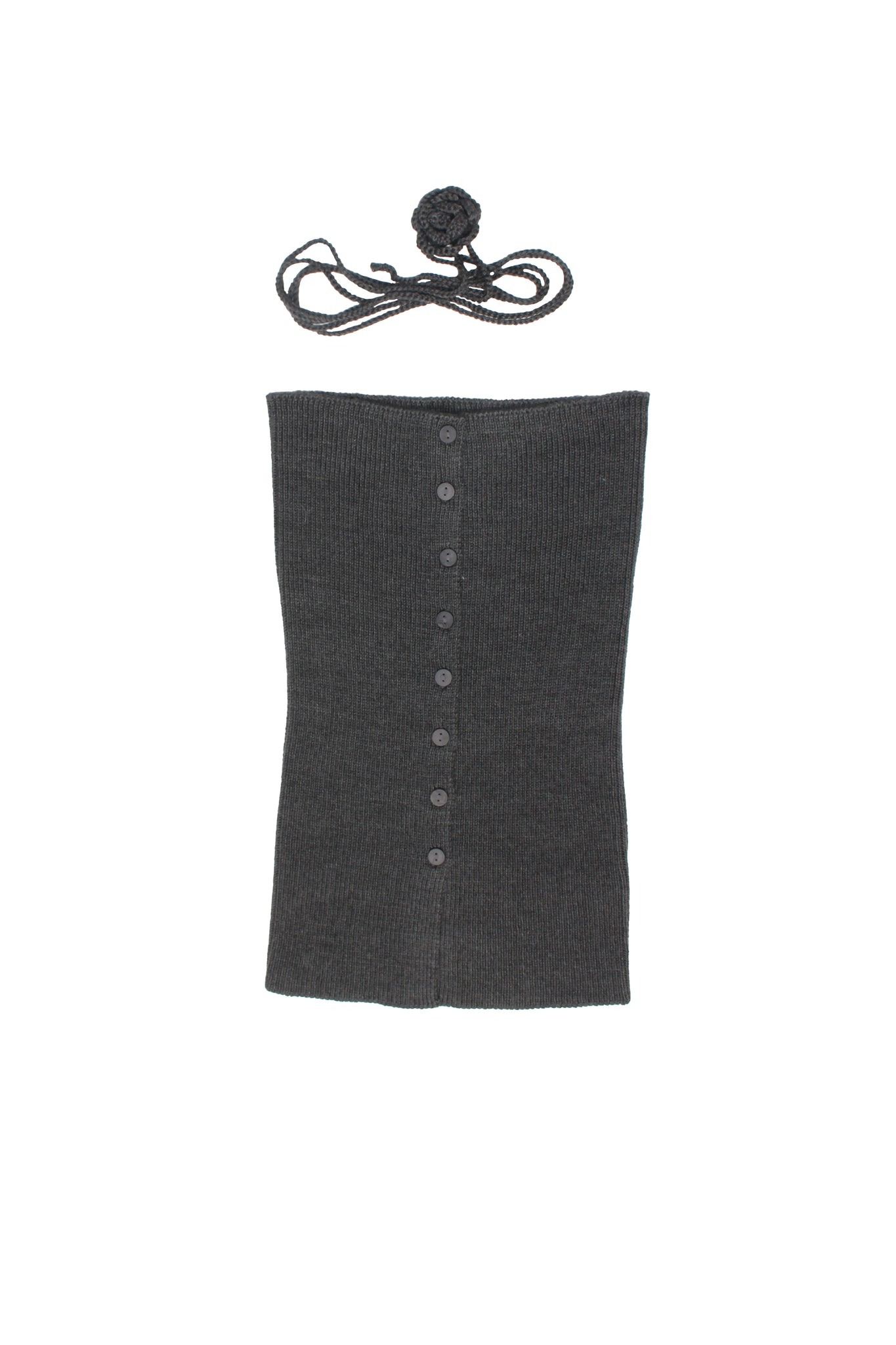 Rose corsage Wool Bustier in Charcoal