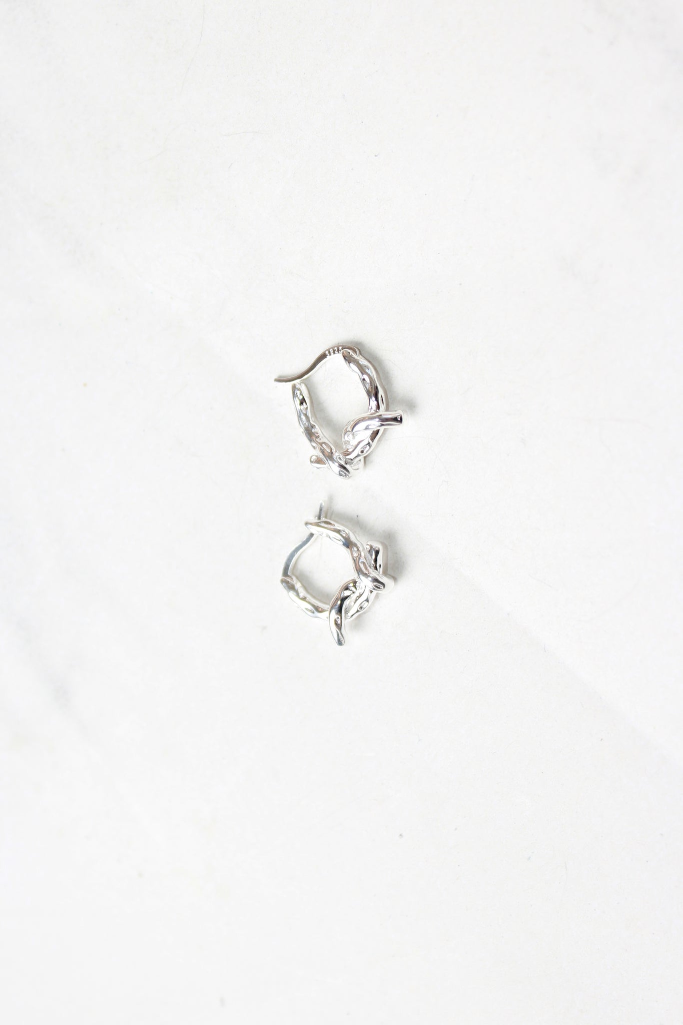 Rough Twist Knot Earring in Silver