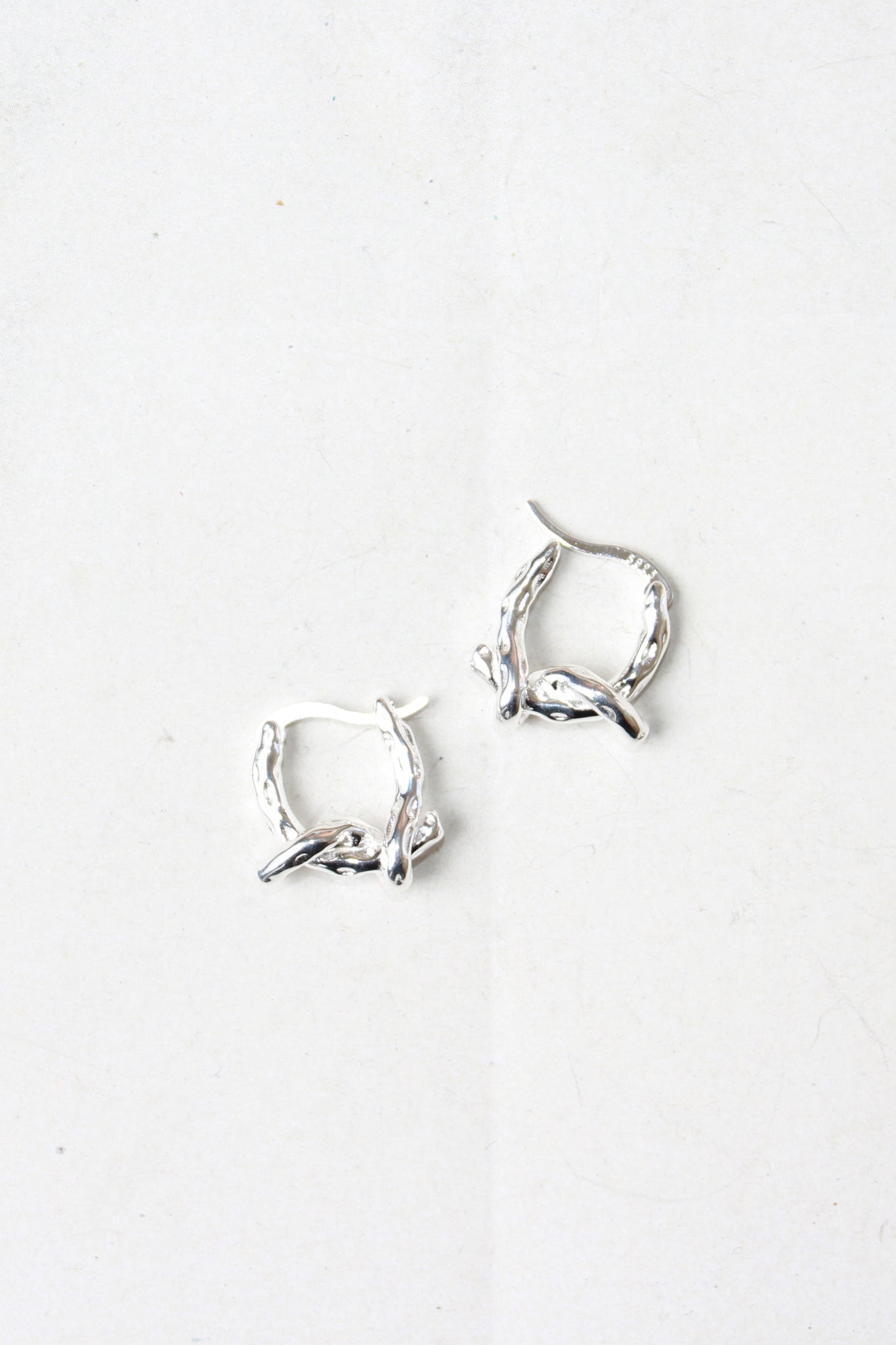 Rough Twist Knot Earring in Silver