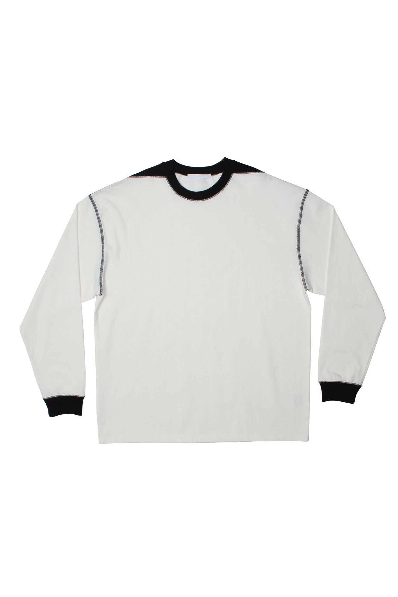 Contrast stitch long sleeve T-shirt in Black