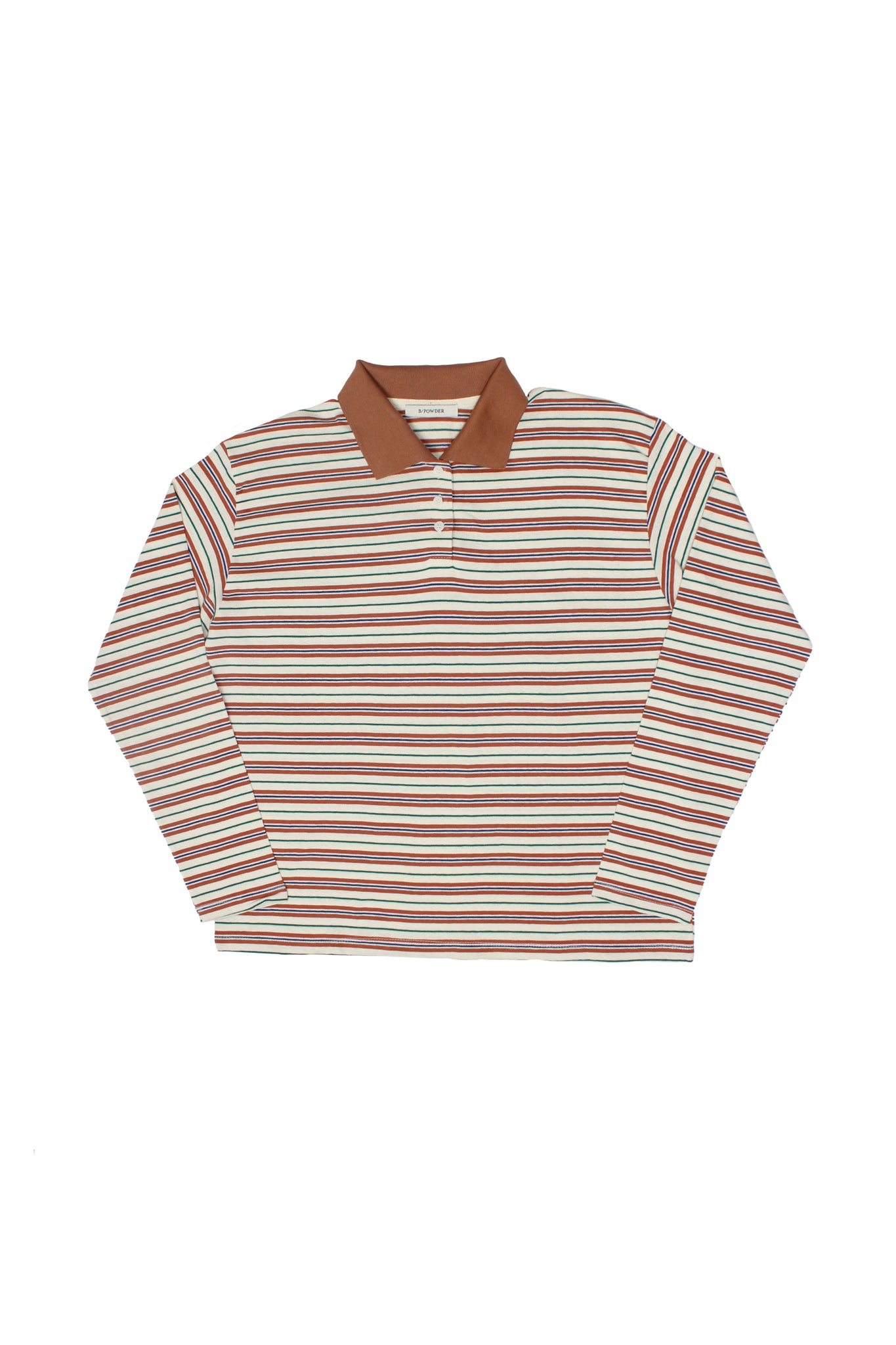 Contrast Collar Stripe T-Shirt in Brown