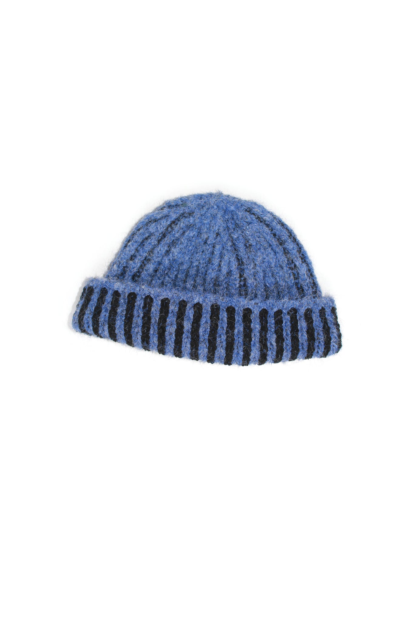 Mixed Stripe Knit Beanie in Blue