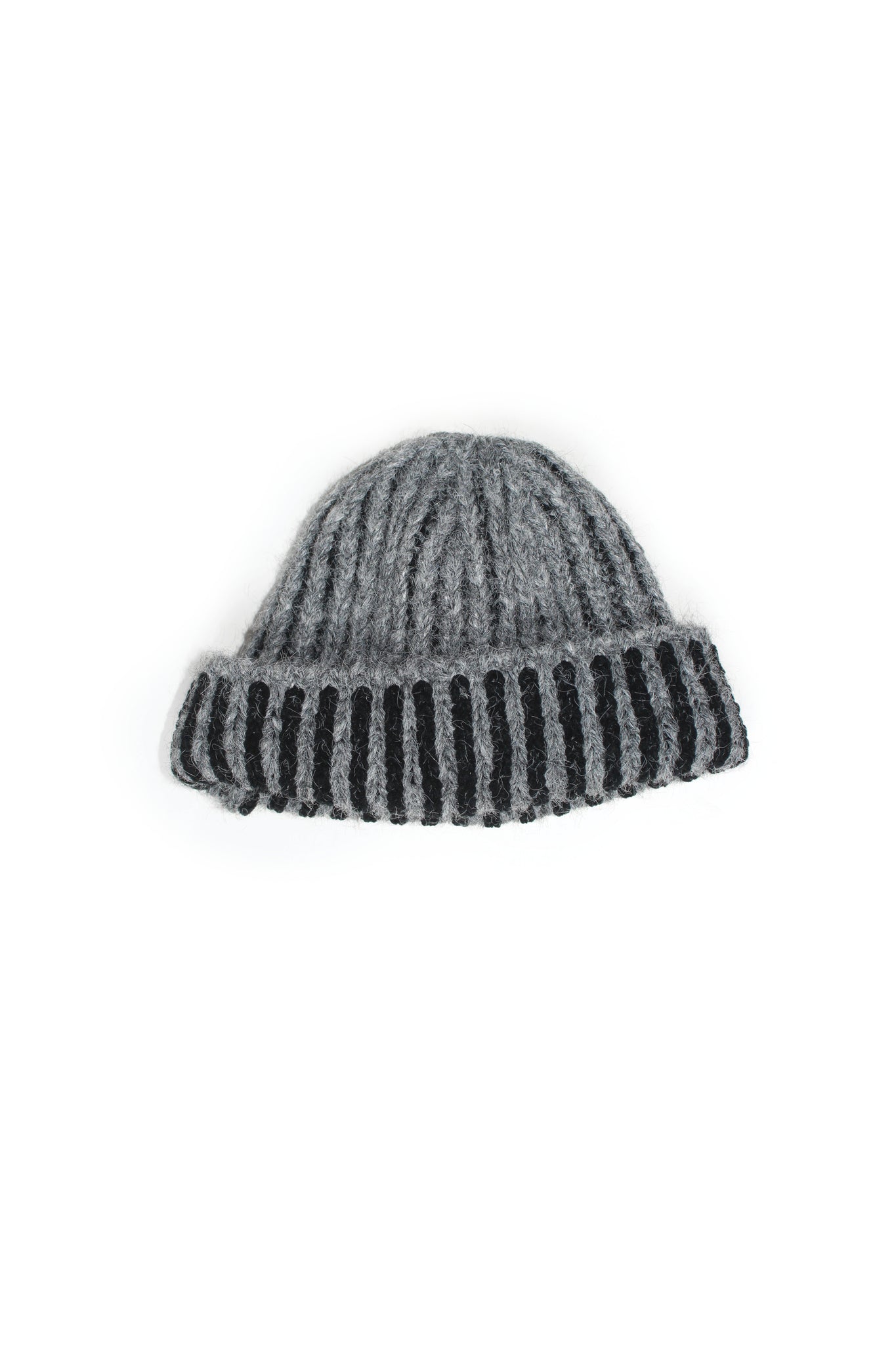 Mixed Stripe Knit Beanie in Grey