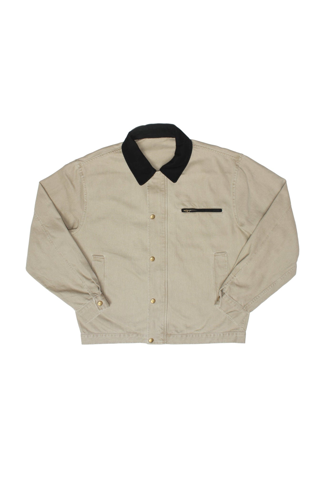 Collar Contrast Washed Jacket in Beige