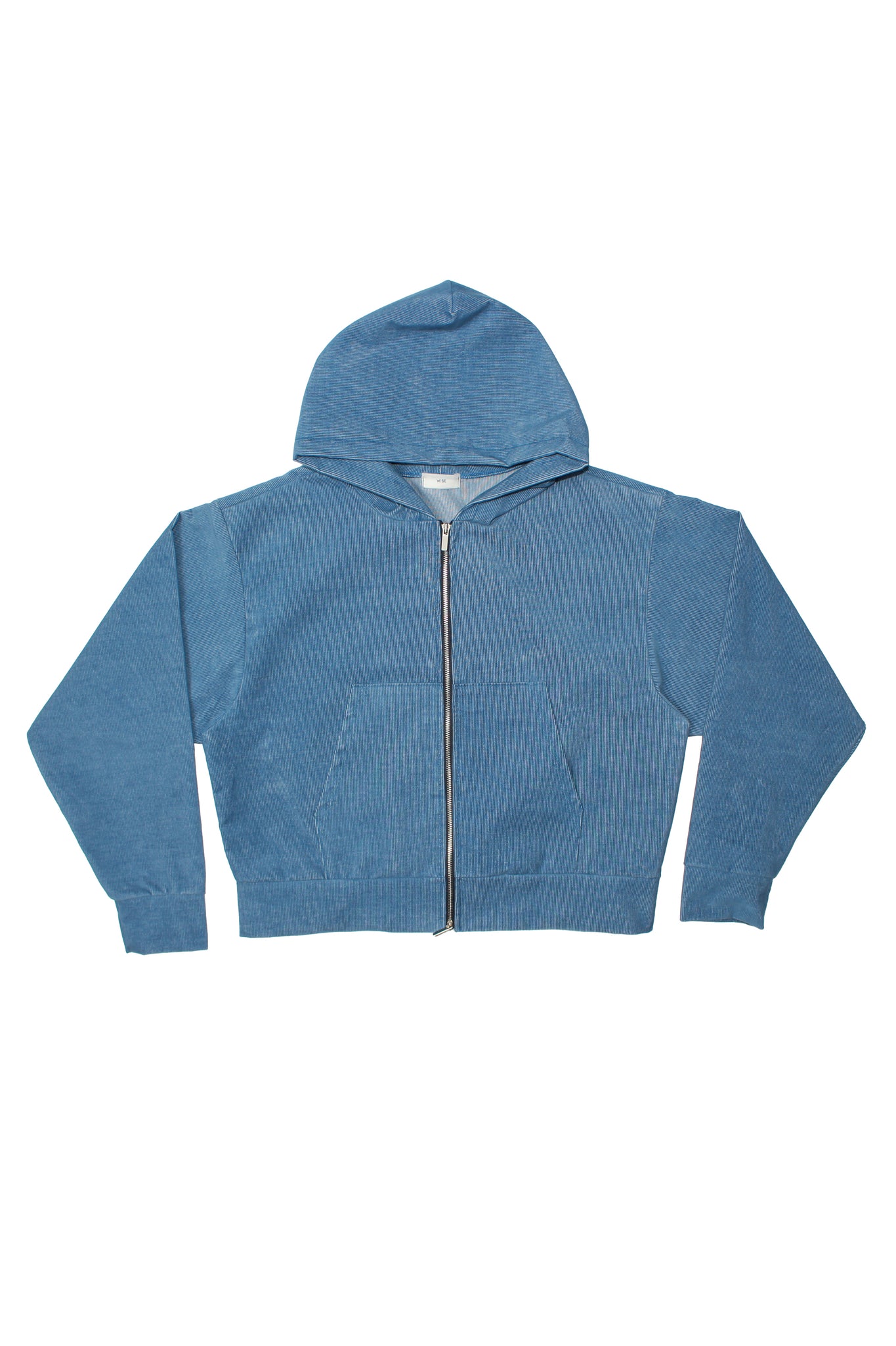 Corduroy Hood Zip-Up in Light Blue