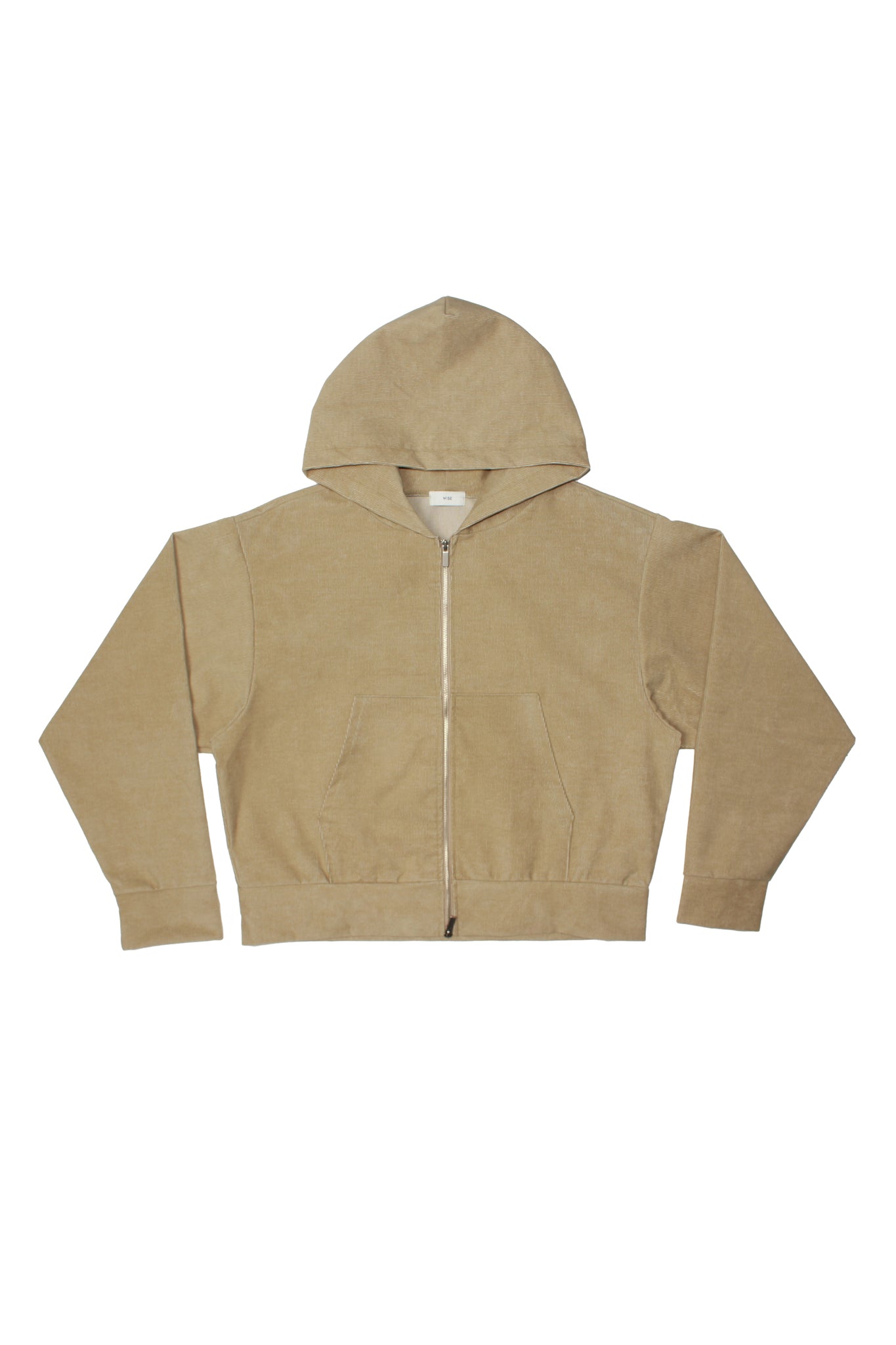 Corduroy Hood Zip-Up in Khaki