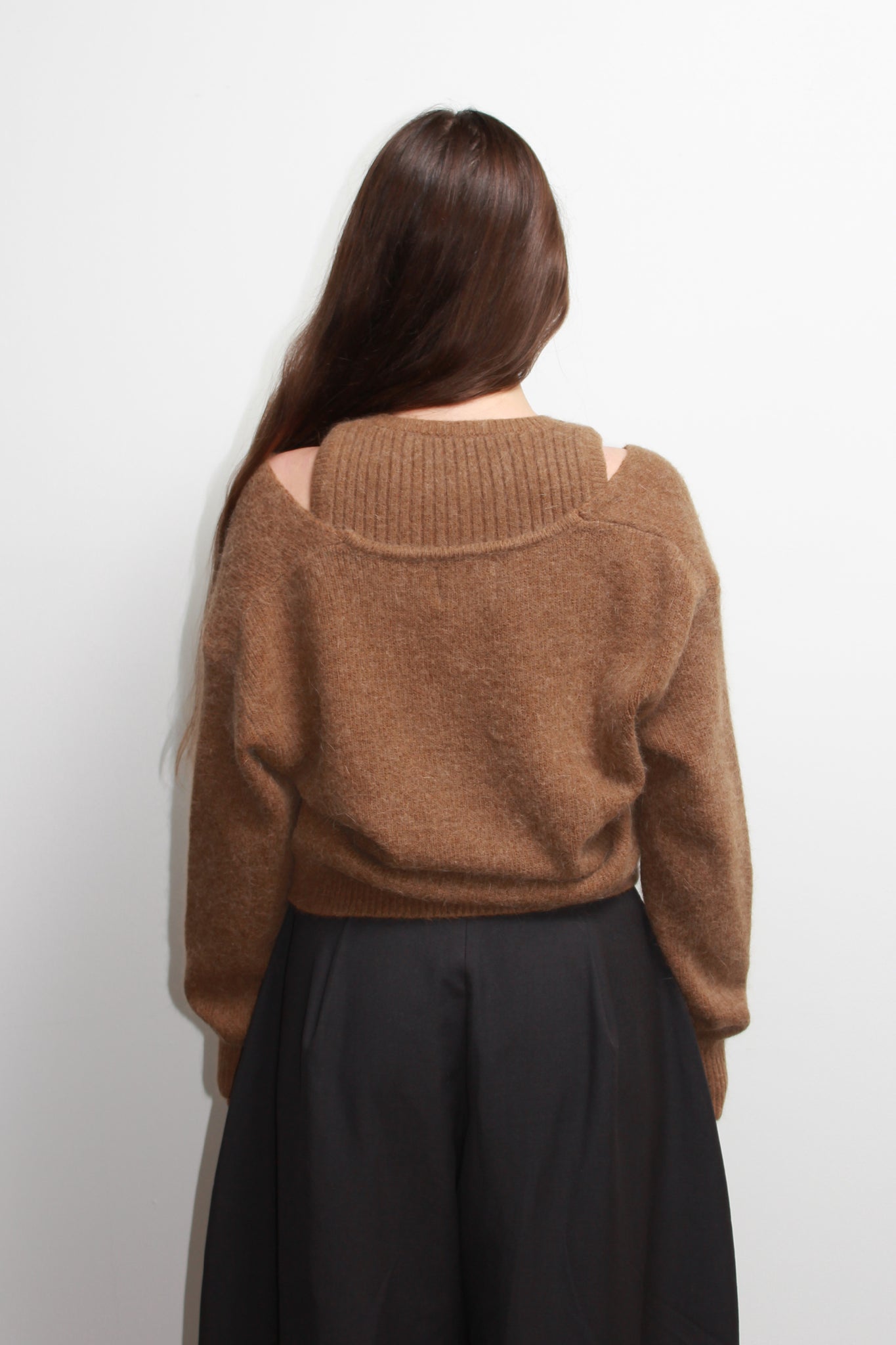 2-in-1 Layered Angora Sweater in Beige
