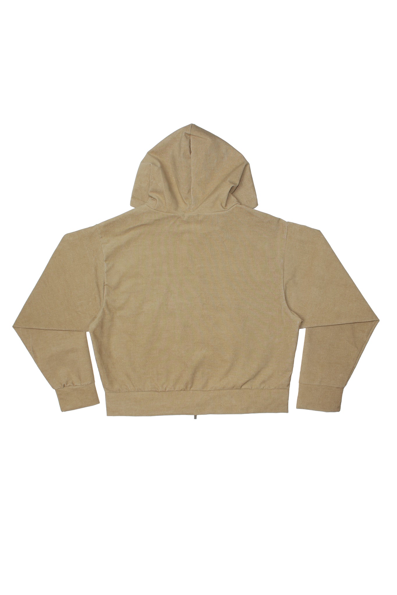 Corduroy Hood Zip-Up in Khaki