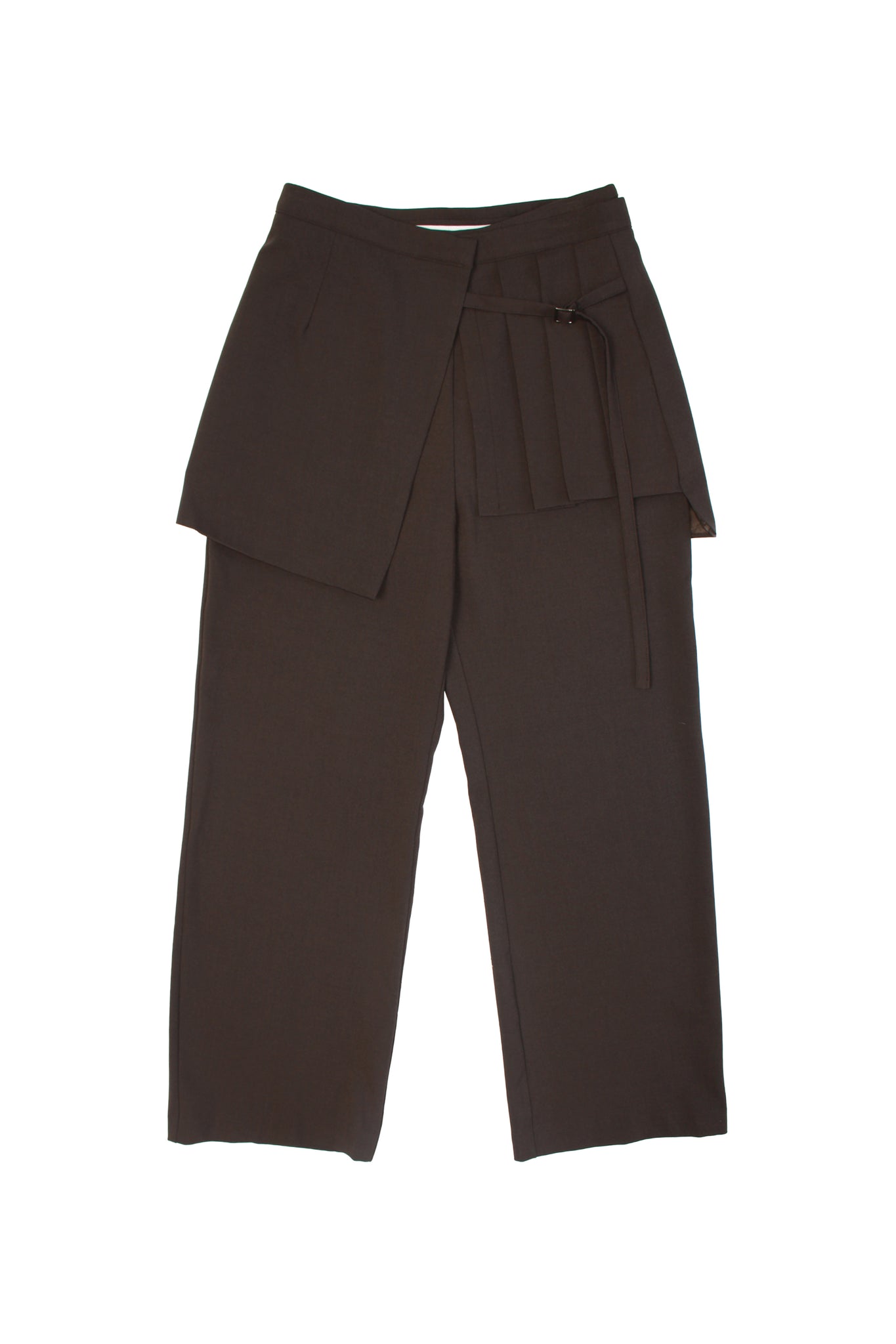 Tei Pleats Wrap Skirt Pants in Chocolate