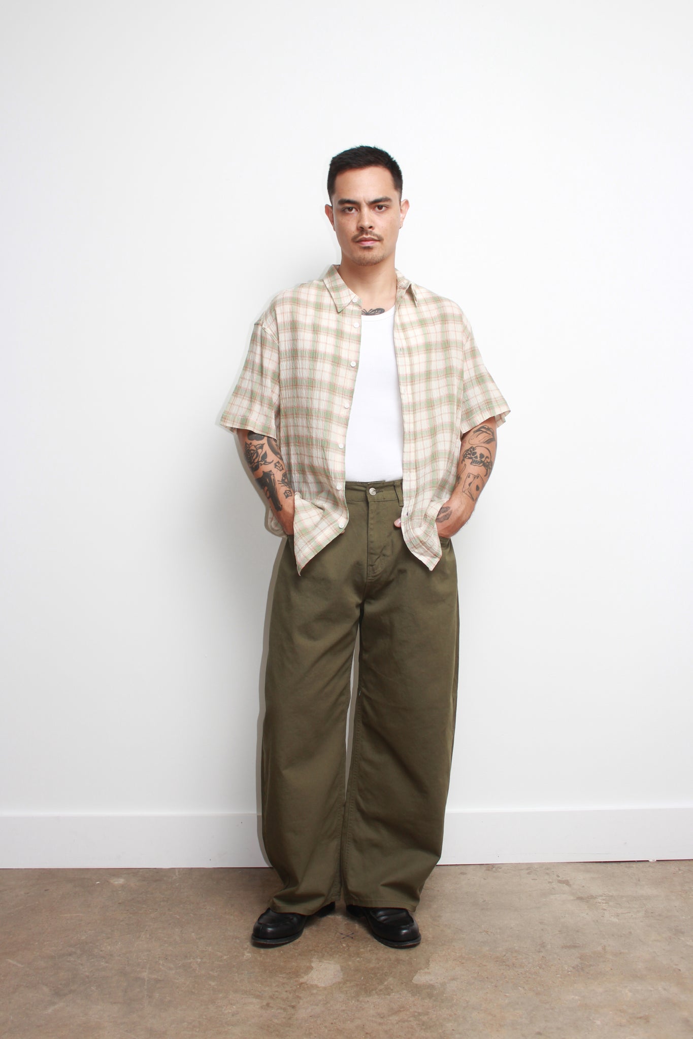 Mercury Checker Linen Shirts in Green