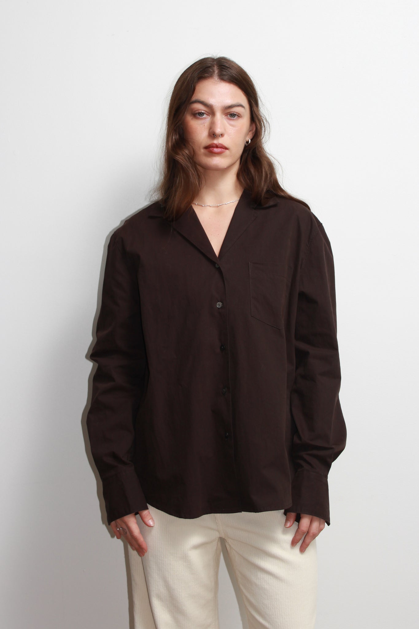 Oslo Cotton Shirt in Dark Brown