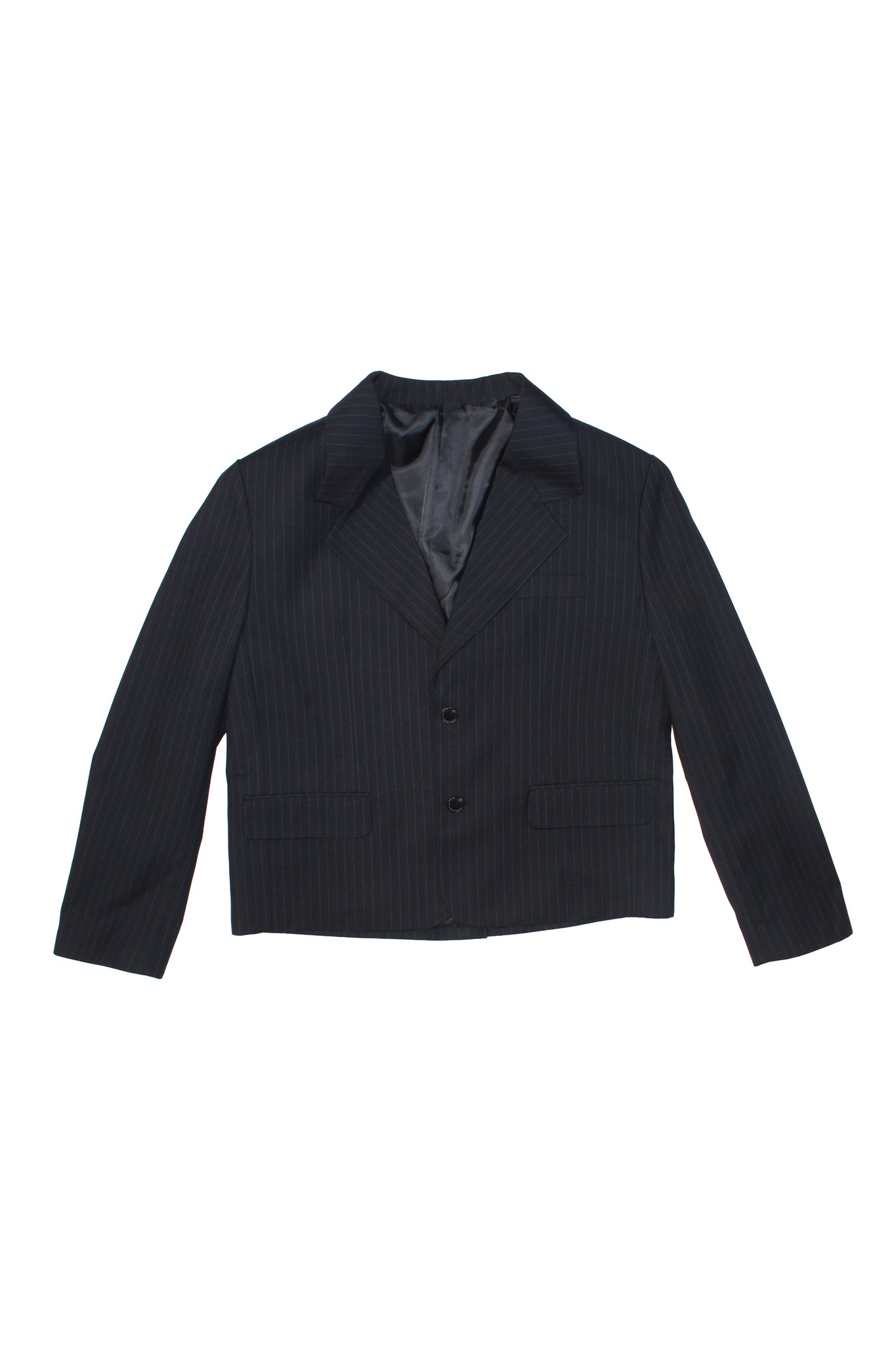 Jenna Pin Stripe Crop Blazer in Navy