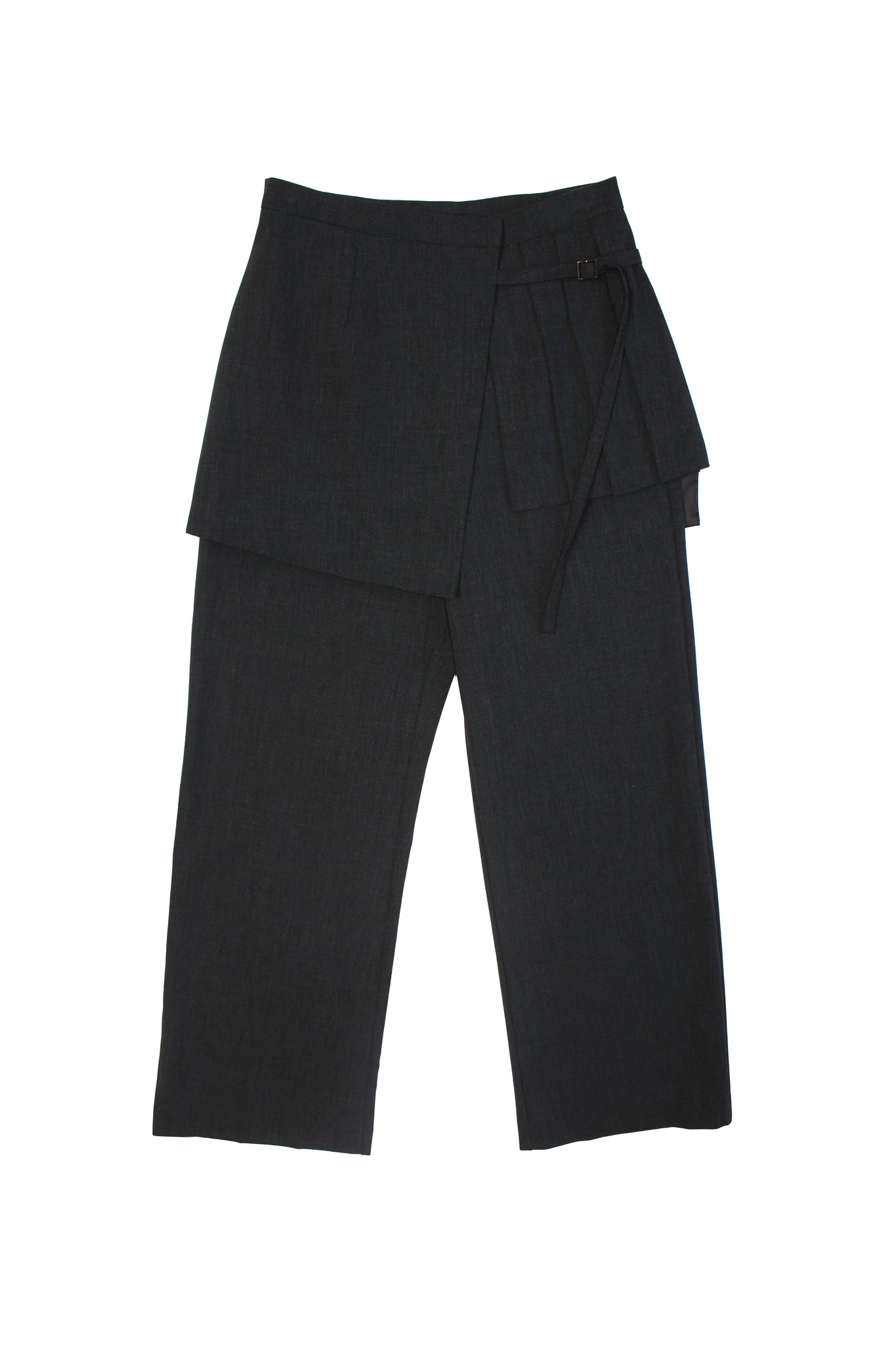 Tei Pleats Wrap Skirt Pants in Charcoal